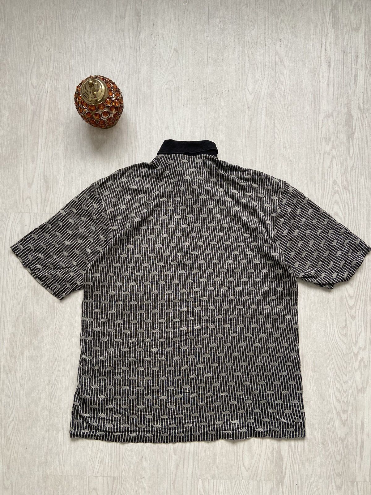 Alfred Dunhill × Vintage Vintage 1980’s Dunhill Over Print Stripe Polo Shirt Size US L / EU 52-54 / 3 - 3 Thumbnail