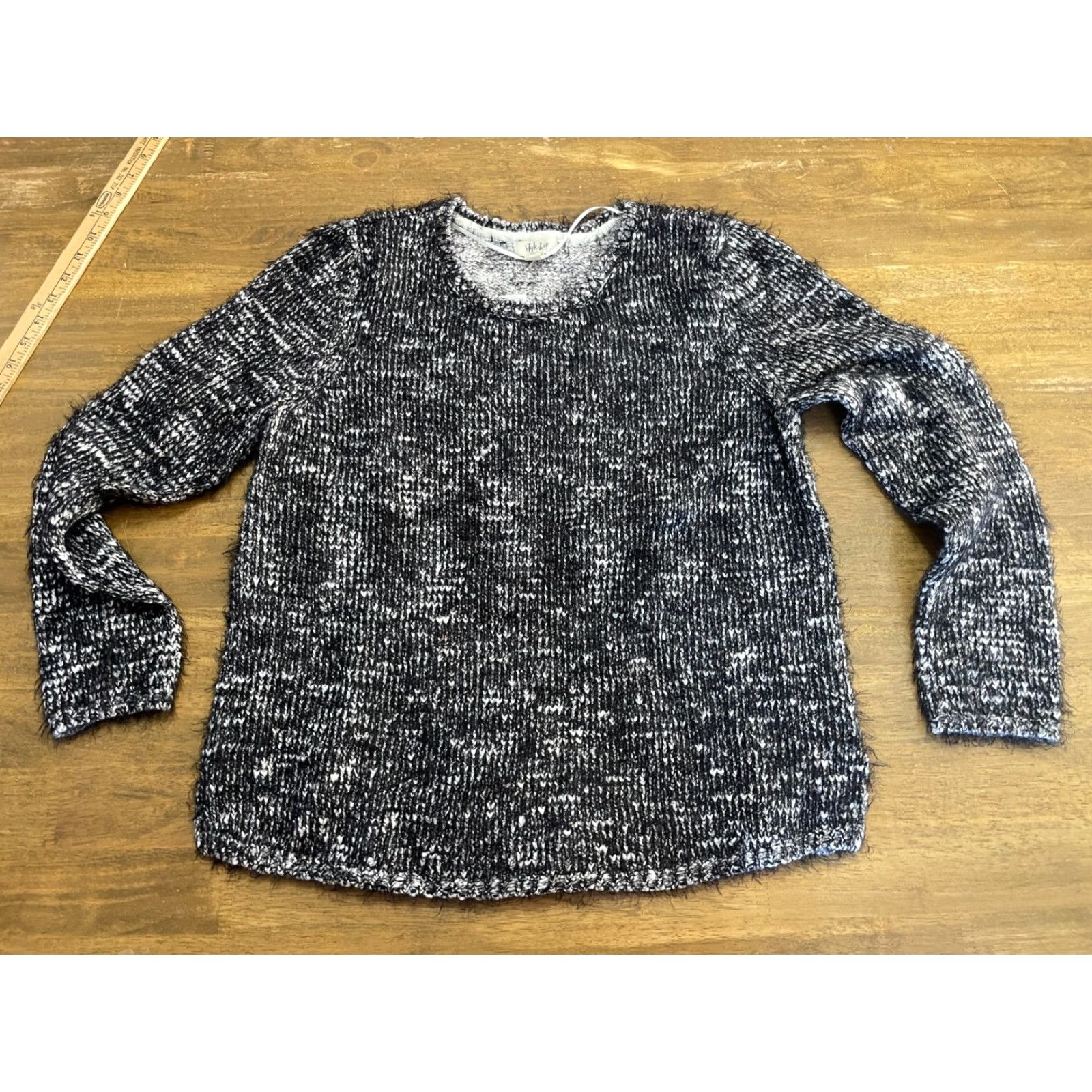 Vintage VINTAGE Style & Co. Sweater Shirt Women's Large Black White Sparkly Pullover NWT Size L / US 10 / IT 46 - 2 Thumbnail