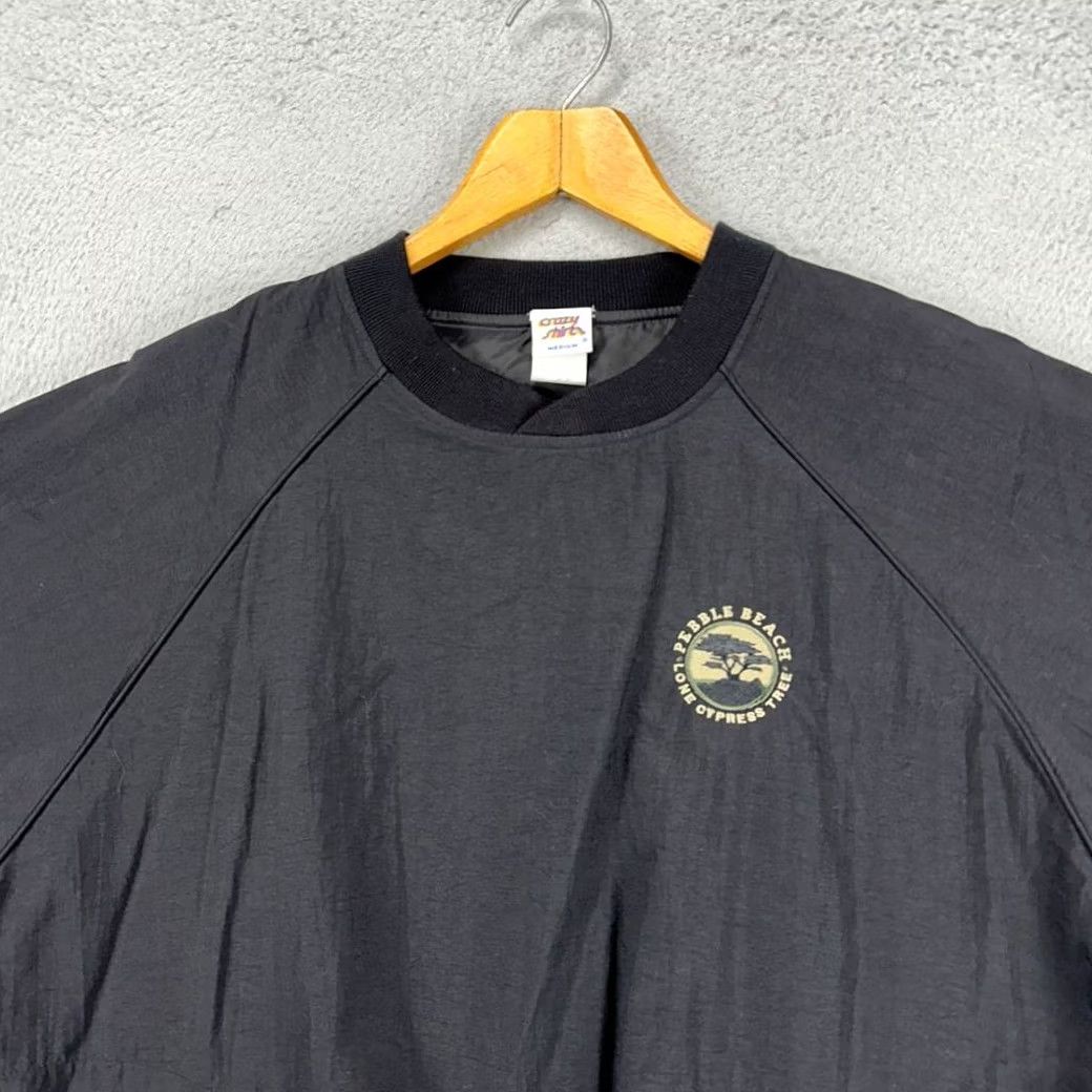 Vintage VINTAGE Crazy Shirts Pebble Beach Pullover Jacket Mens Medium Black Regular Jacket Mens Pebble Beach 90s Outdoor Crewwear Size US M / EU 48-50 / 2 - 5 Thumbnail