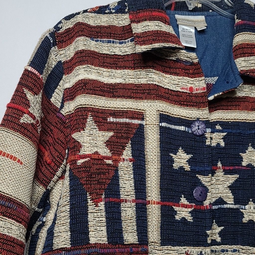 The Unbranded Brand Coldwater Creek Vintage Tapestry patriotic flag jacket M Size M / US 6-8 / IT 42-44 - 5 Thumbnail