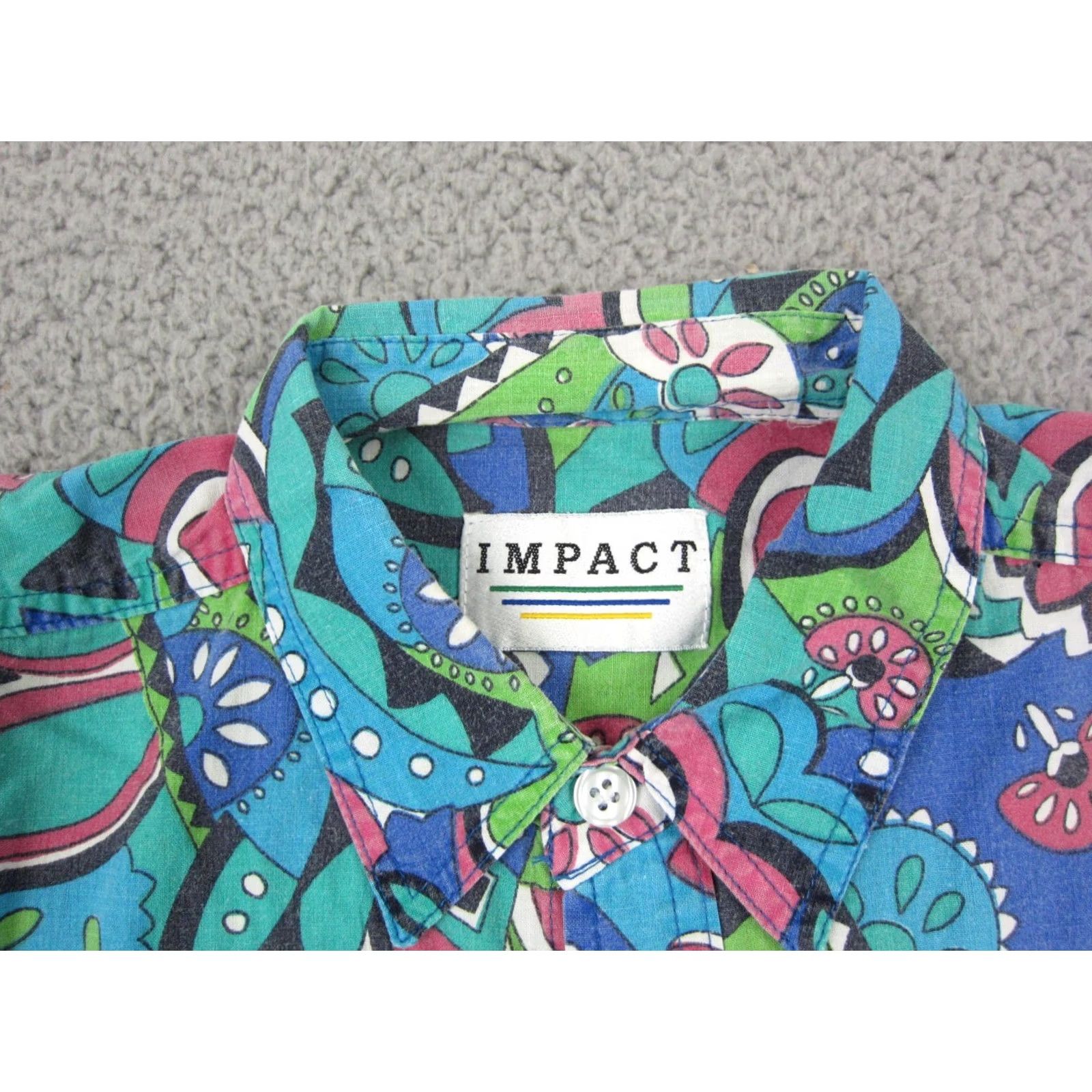 Vintage VINTAGE Impact Shirt Adult Small Blue Pink Paisley Festival Hawaiian Mens Size US S / EU 44-46 / 1 - 5 Thumbnail