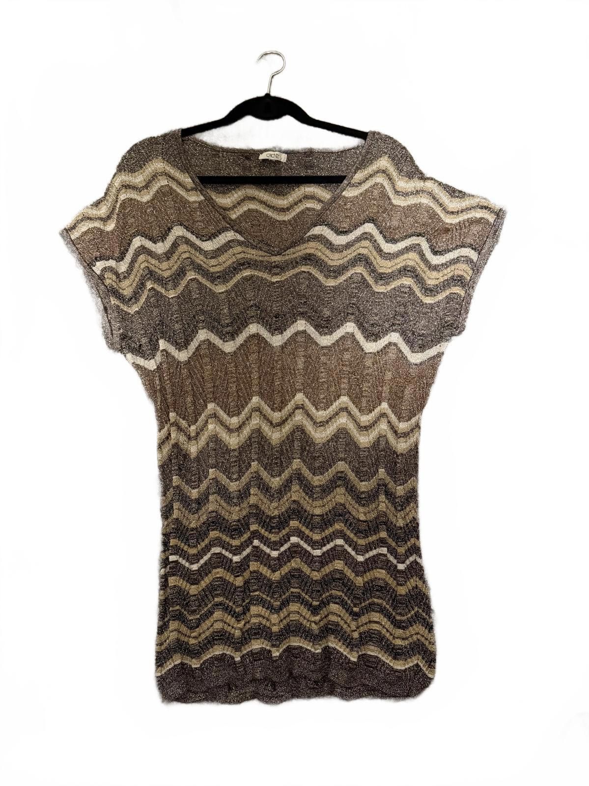 Other Cache Brown Zigzag Knit Top Size ONE SIZE - 4 Thumbnail