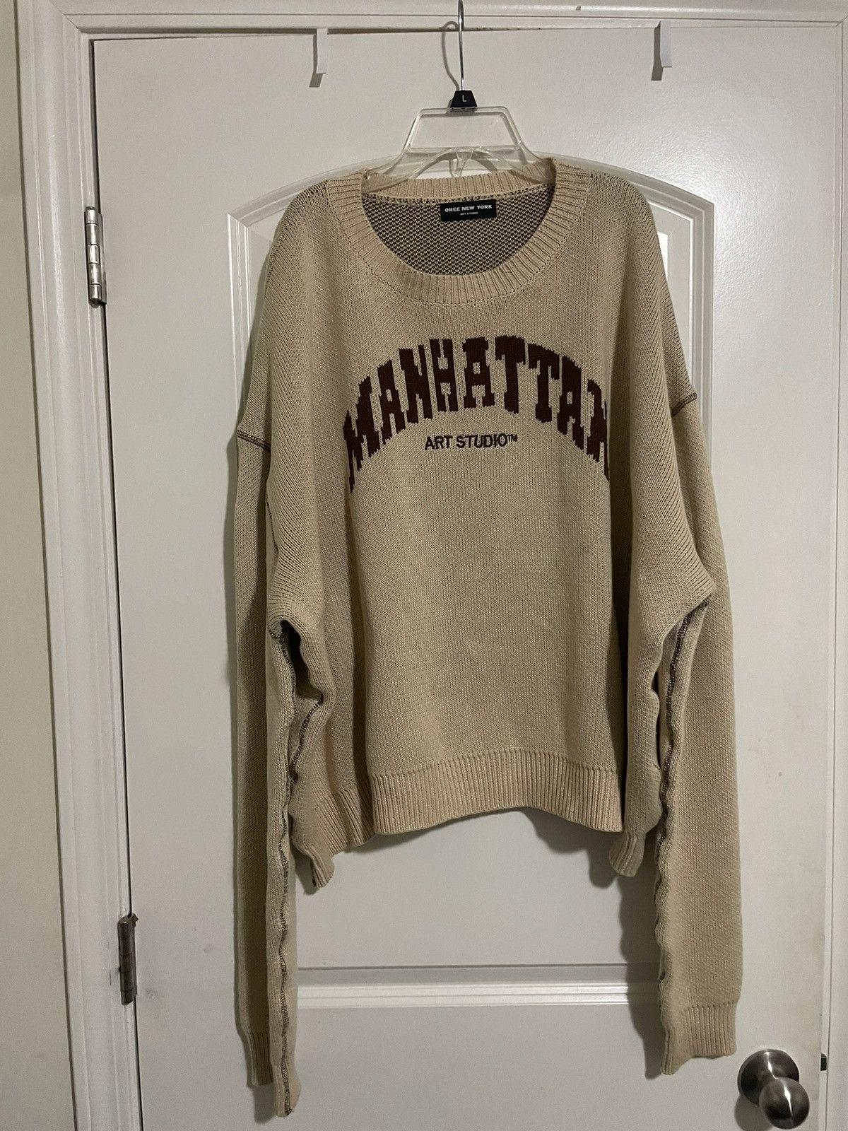 image of Oree New York Oree Manhattan Knit Sweater in Cream, Men's (Size XL)