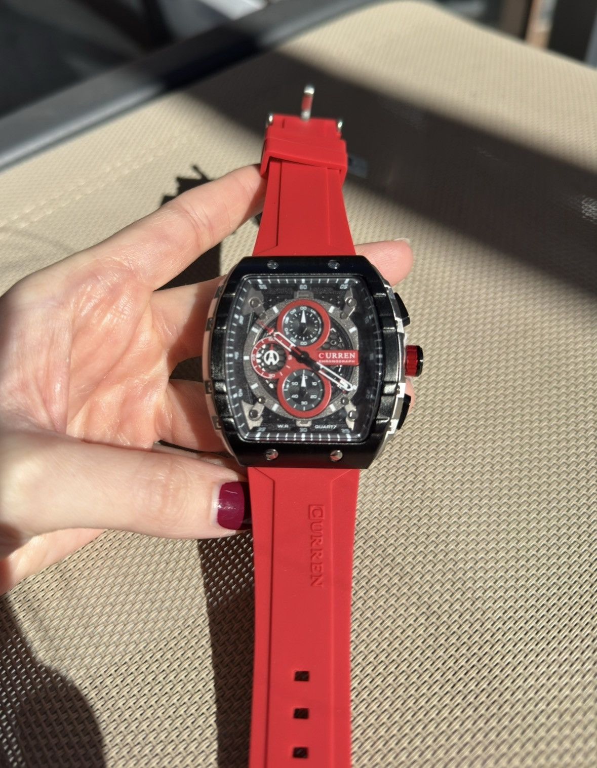 Curren Chronograph Red Men's Sport Wristwatch Quartz Brand New Size ONE SIZE - 4 Thumbnail
