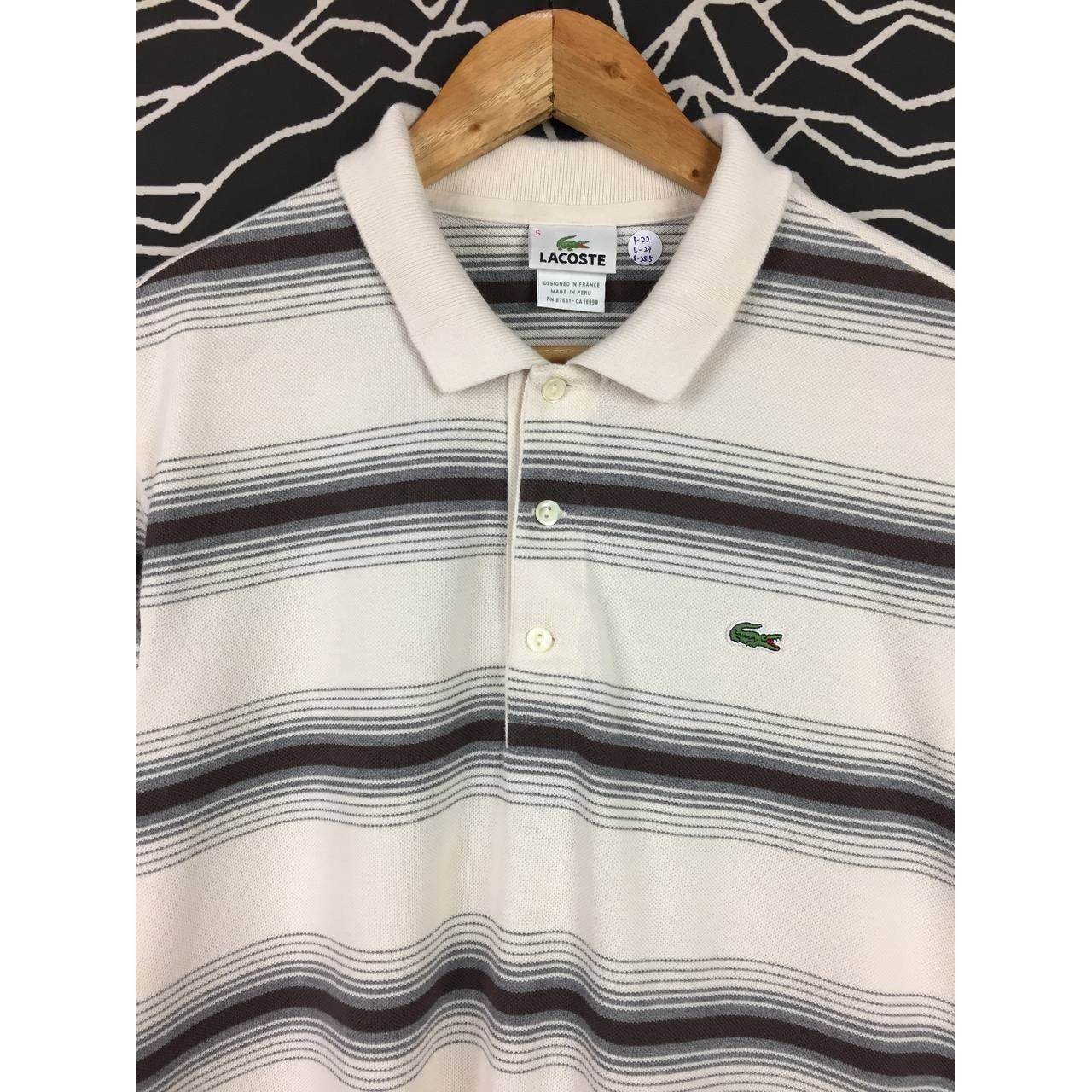 Lacoste × Vintage Vtg Lacoste Small Logo Striped Longsleeve Polo Tee Size US L / EU 52-54 / 3 - 3 Thumbnail