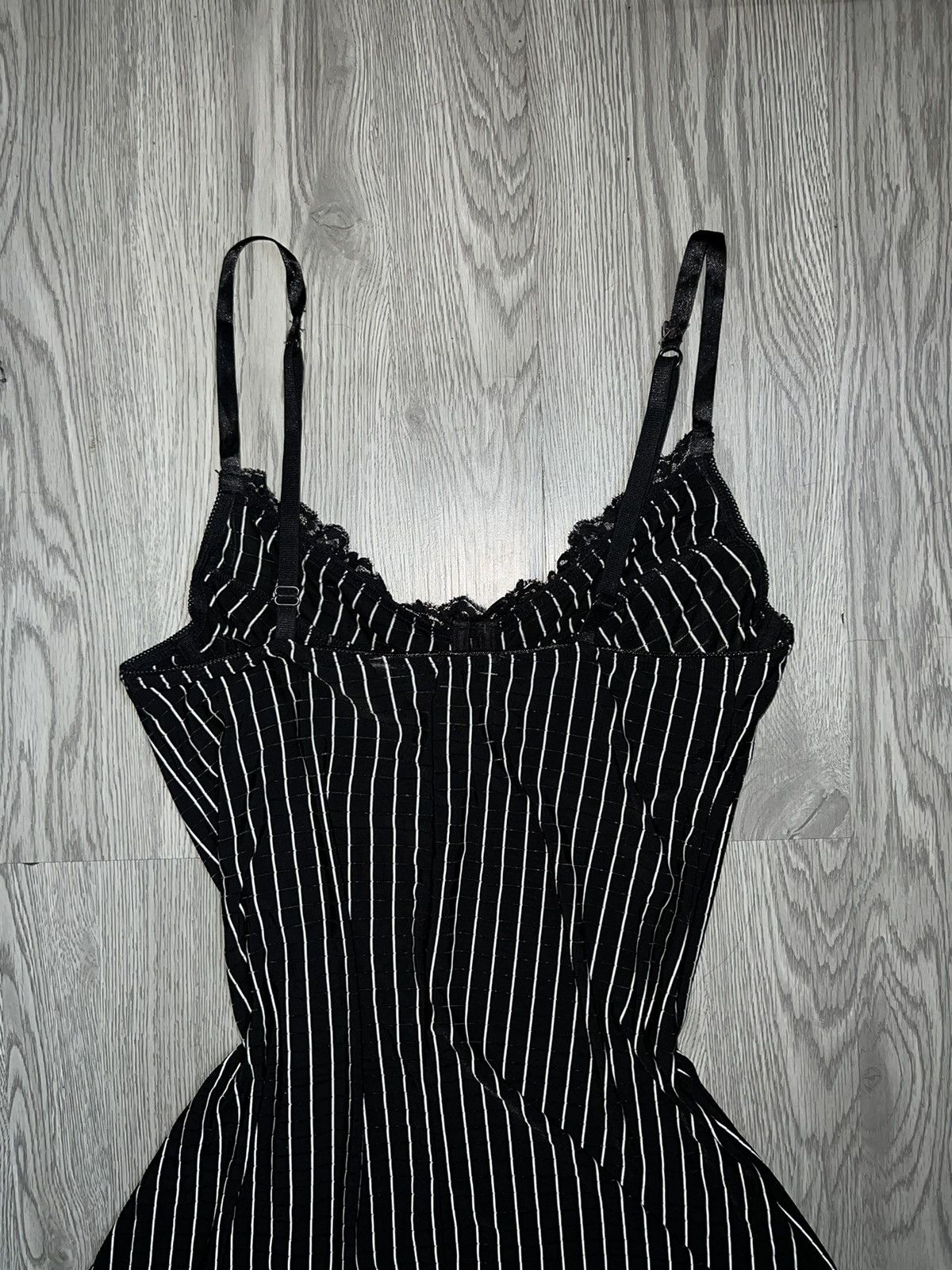 Japanese Brand Black striped with lace mini dress 🖤 Size M / US 6-8 / IT 42-44 - 9 Thumbnail