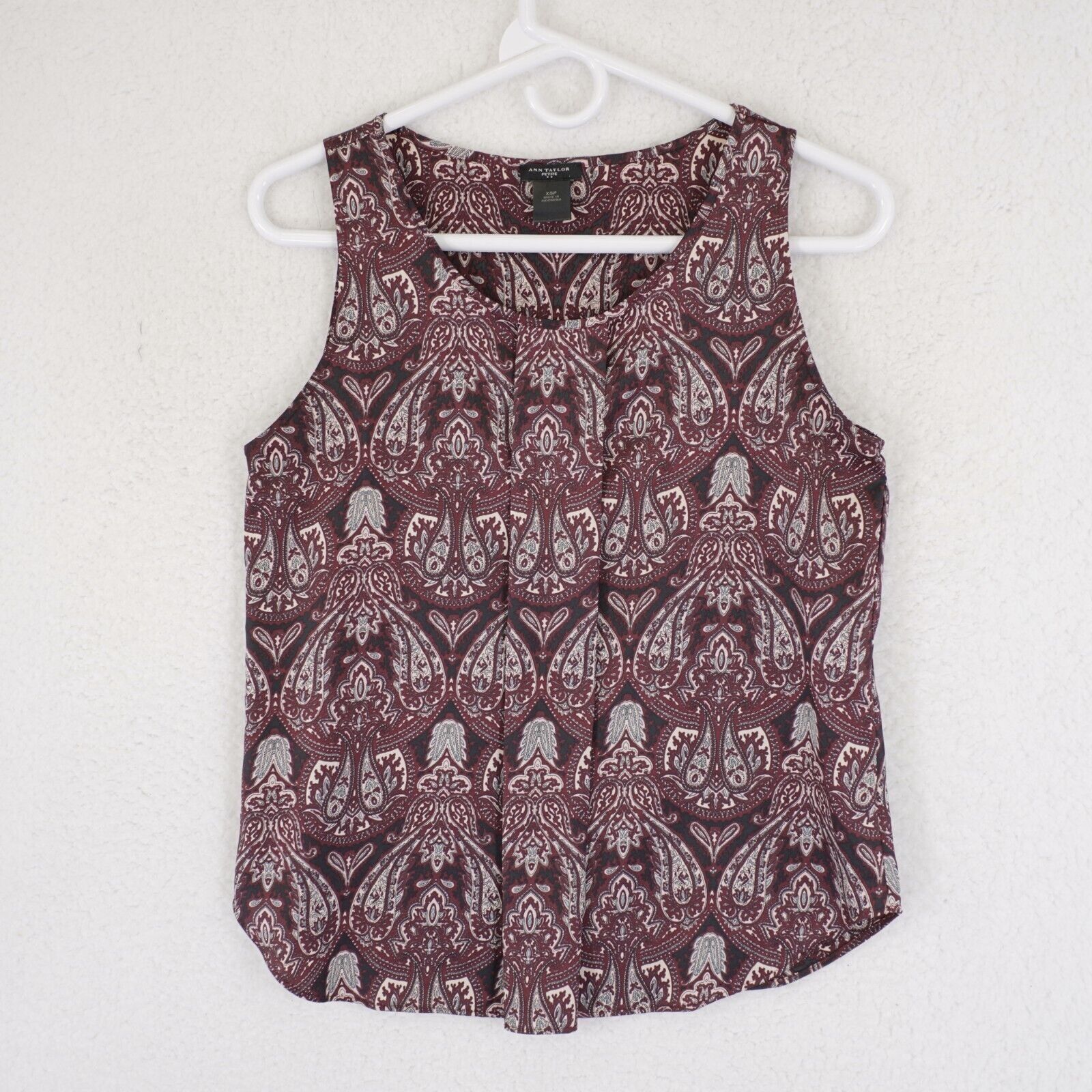 Ann Taylor Ann Taylor Petite Red Paisley Scoop Neck XSP Blouse Top Slee Size XS / US 0-2 / IT 36-38 - 1 Thumbnail