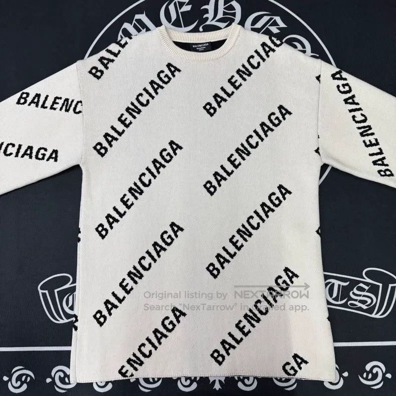 Balenciaga Light Beige Fully Printed Sweater
