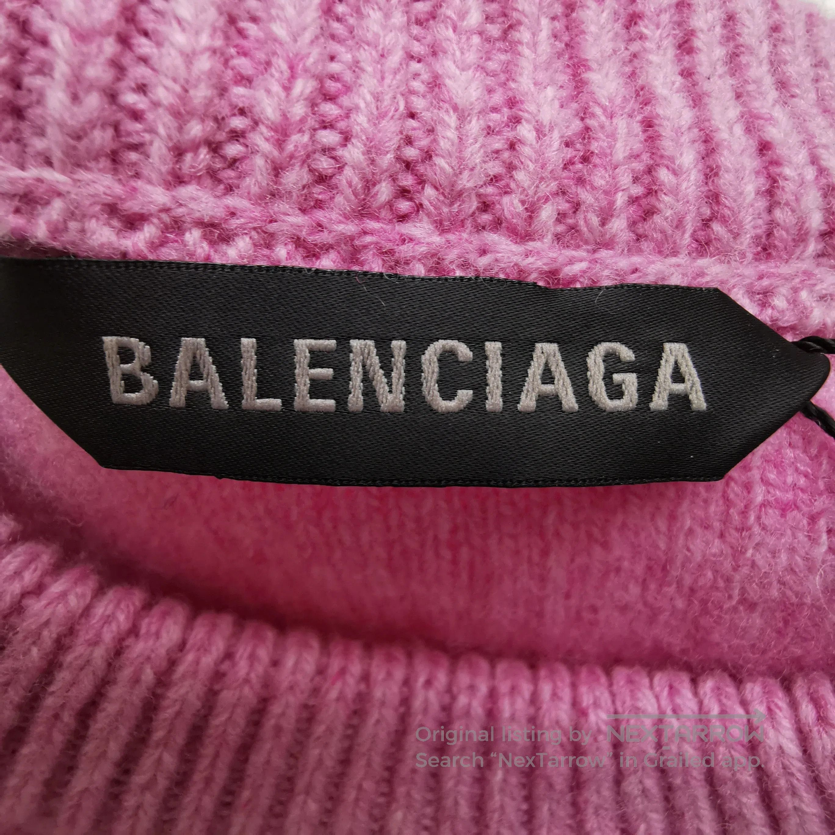 Balenciaga Balenciaga Pink Wool Blend Logo Crewneck Sweater M. Size M / US 6-8 / IT 42-44 - 1 Thumbnail