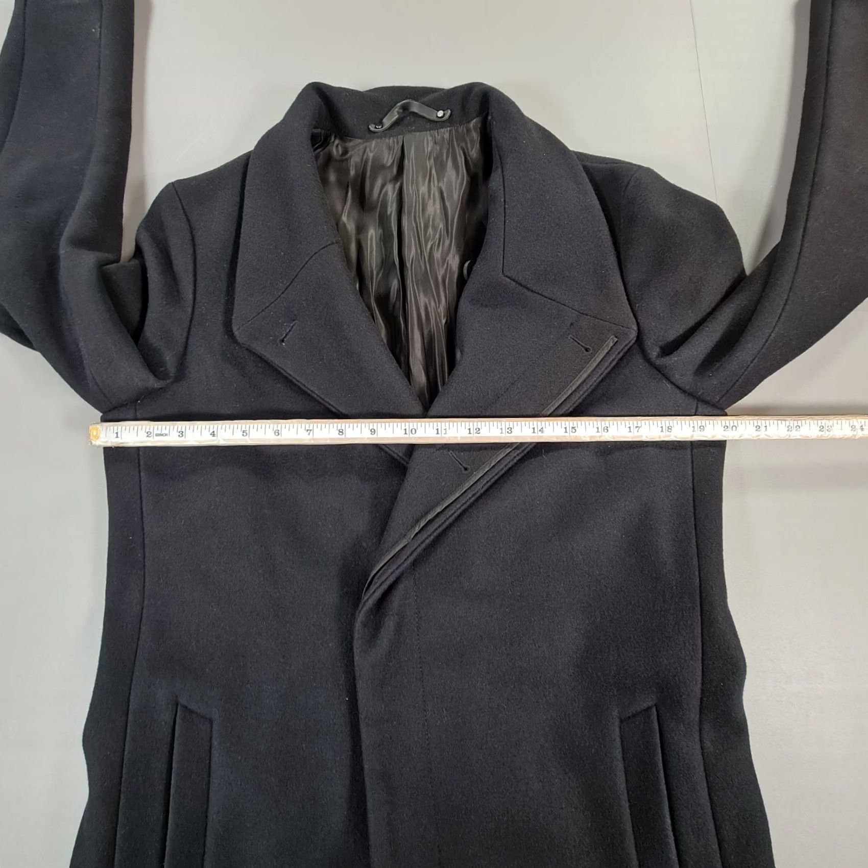Allsaints AllSaints Mens Coat Navy Blue 36 Wool Single Breasted Mire Overcoat Size US XXS / EU 40 - 7 Thumbnail