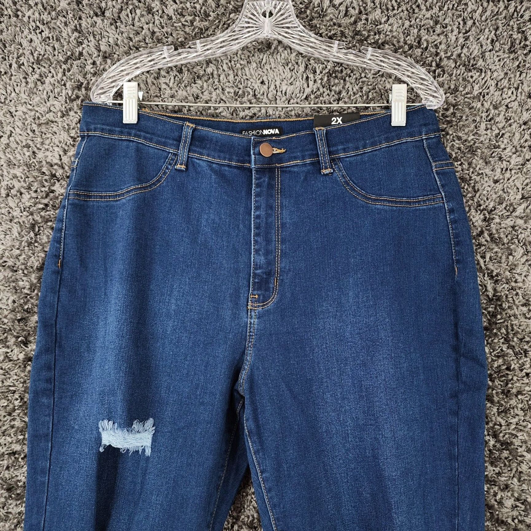 Fashion Nova Fashion Nova Women's Jeans Jeggings Distressed Blue 2X Womens Size 40" / US 18 - 2 Thumbnail