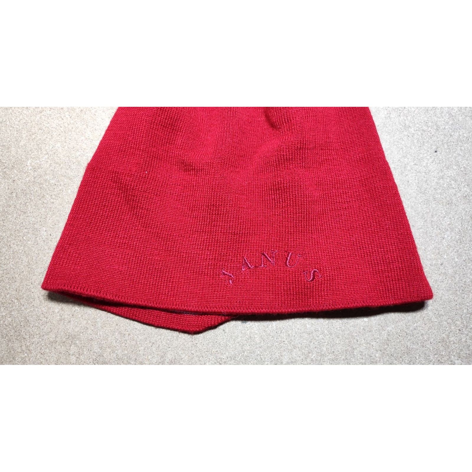Vintage JANUS 100% Wool Red Beanie Hat One Size 55 - 57 Winter Lined Thermal Outdoor Unisex Adults Mens Womens Size ONE SIZE - 2 Thumbnail