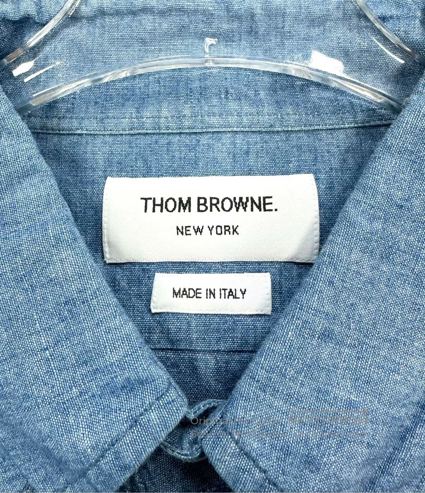 Thom Browne Thom Browne Blue Classic Four-stripe Denim Long-sleeve Shi Size US L / EU 52-54 / 3 - 3 Thumbnail
