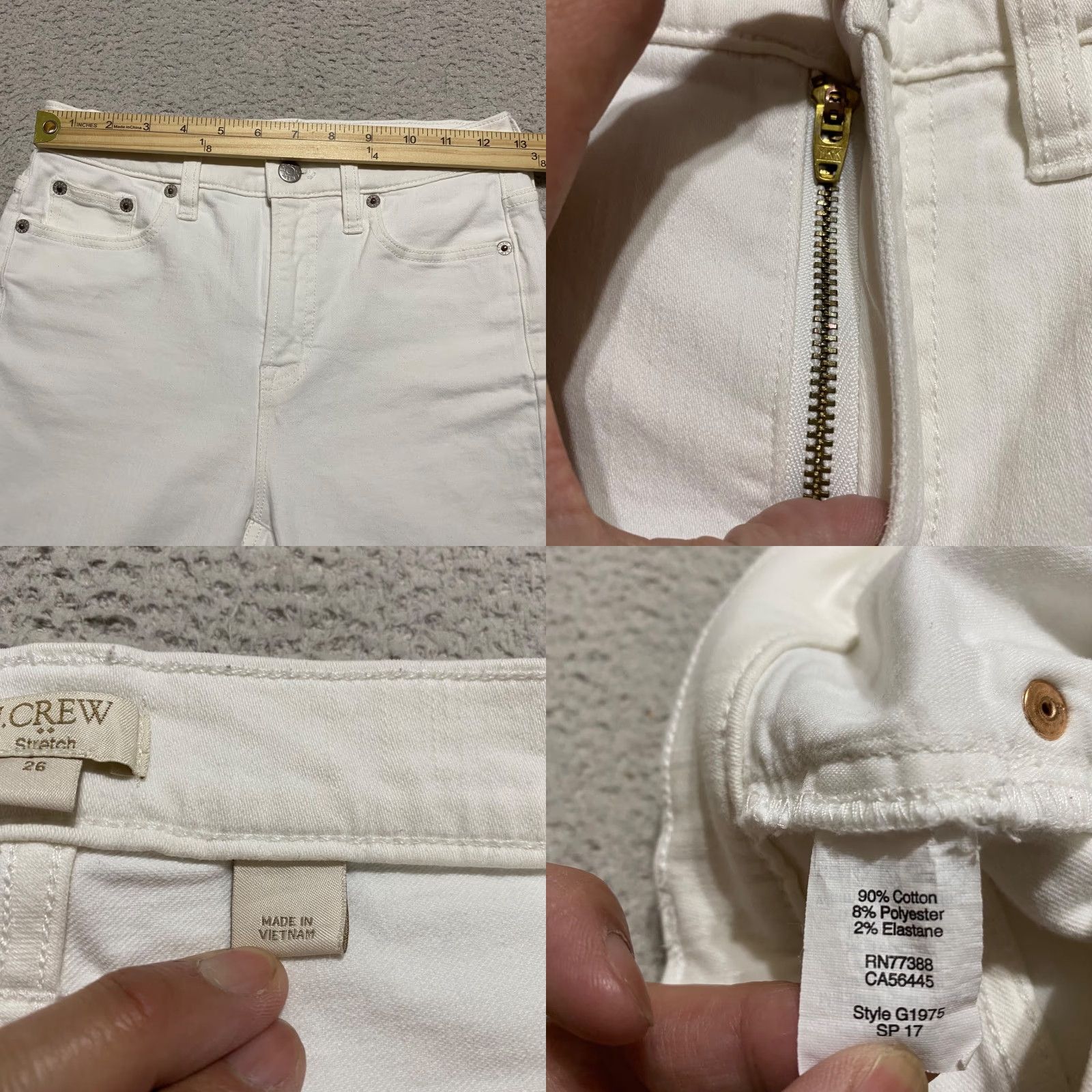 J.Crew VINTAGE J.CREW White Denim Light Wash Straight High Rise Jeans 26 Women Clean Modern Look Womens Jeans 26 in Inseam 24 in Cotton Polyester Spandex Size 26" / US 2 / IT 38 - 8 Thumbnail