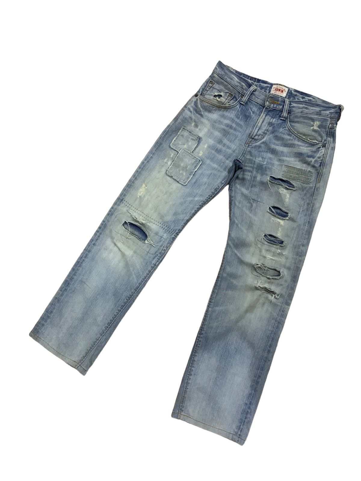 Edwin × If Six Was Nine × Margaret Howell Edwin EV Blue Mud Wash Style Kapital Patches Distress Jeans Size US 31 - 4 Thumbnail