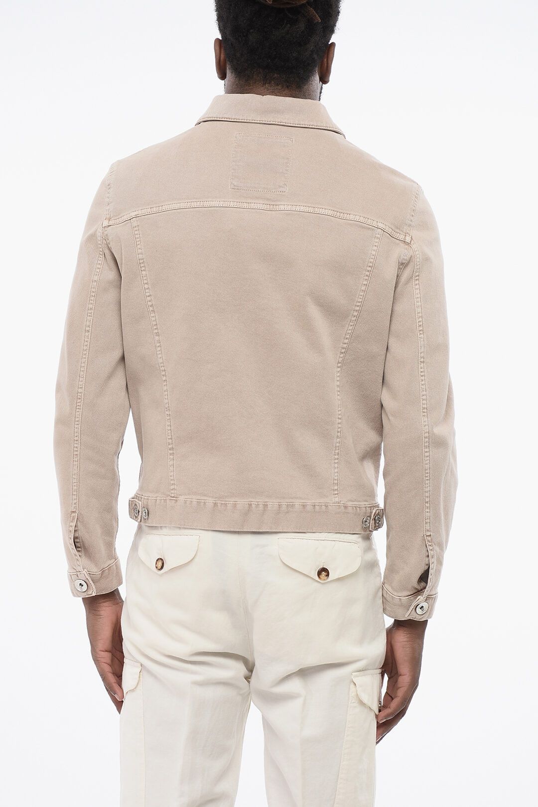 Brunello Cucinelli og1mm0725 Denim Saharan Jacket in Beige Size US M / EU 48-50 / 2 - 2 Thumbnail