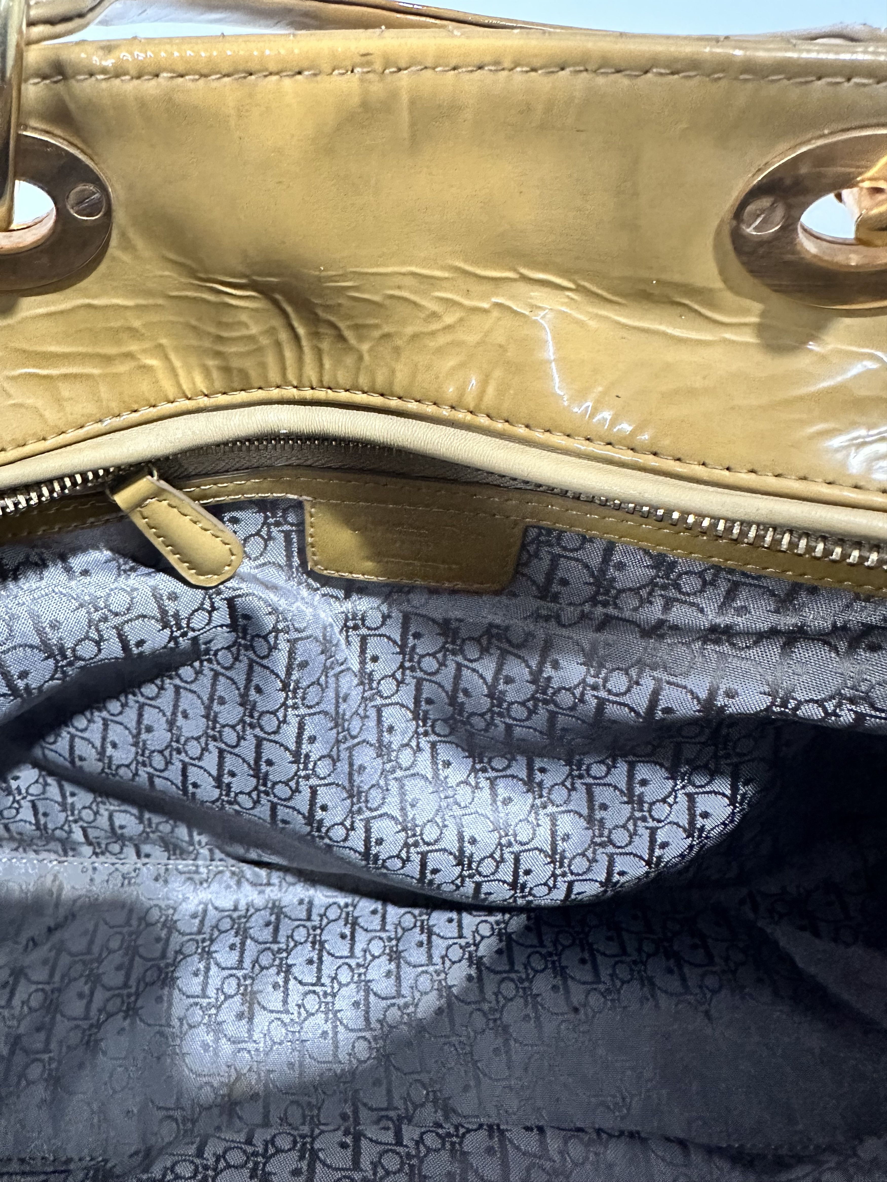 Dior Dior Mustard Yellow Cannage Patent Leather Lady Dior Tote Size ONE SIZE - 9 Thumbnail