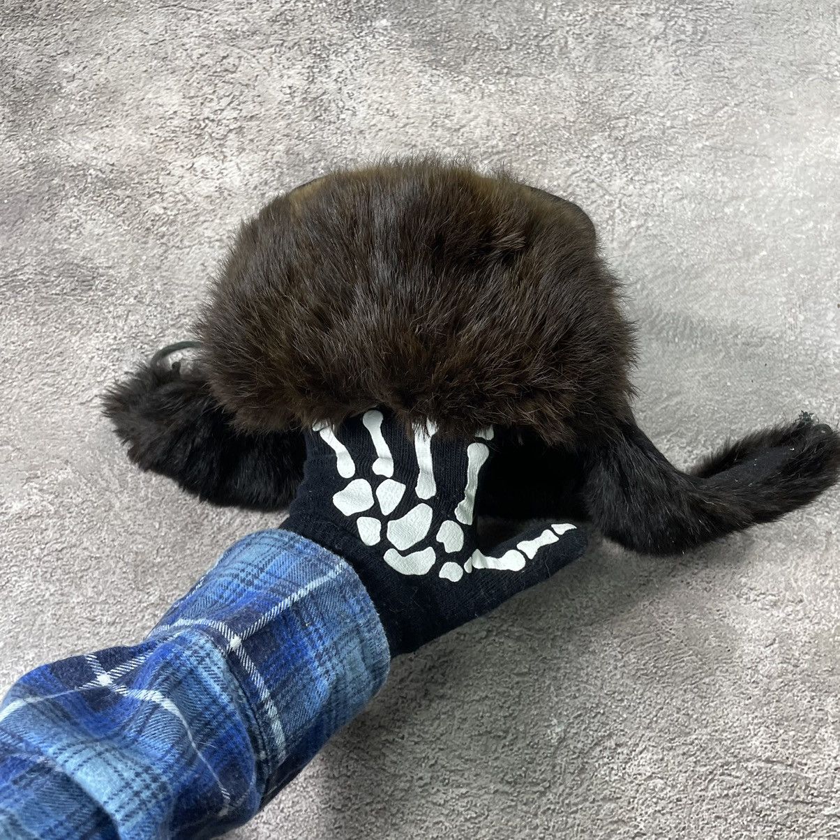 Vintage Vintage Y2K Black Furry Beanie Mohair Ushanka Grunge Boxy OS Size ONE SIZE - 8 Thumbnail