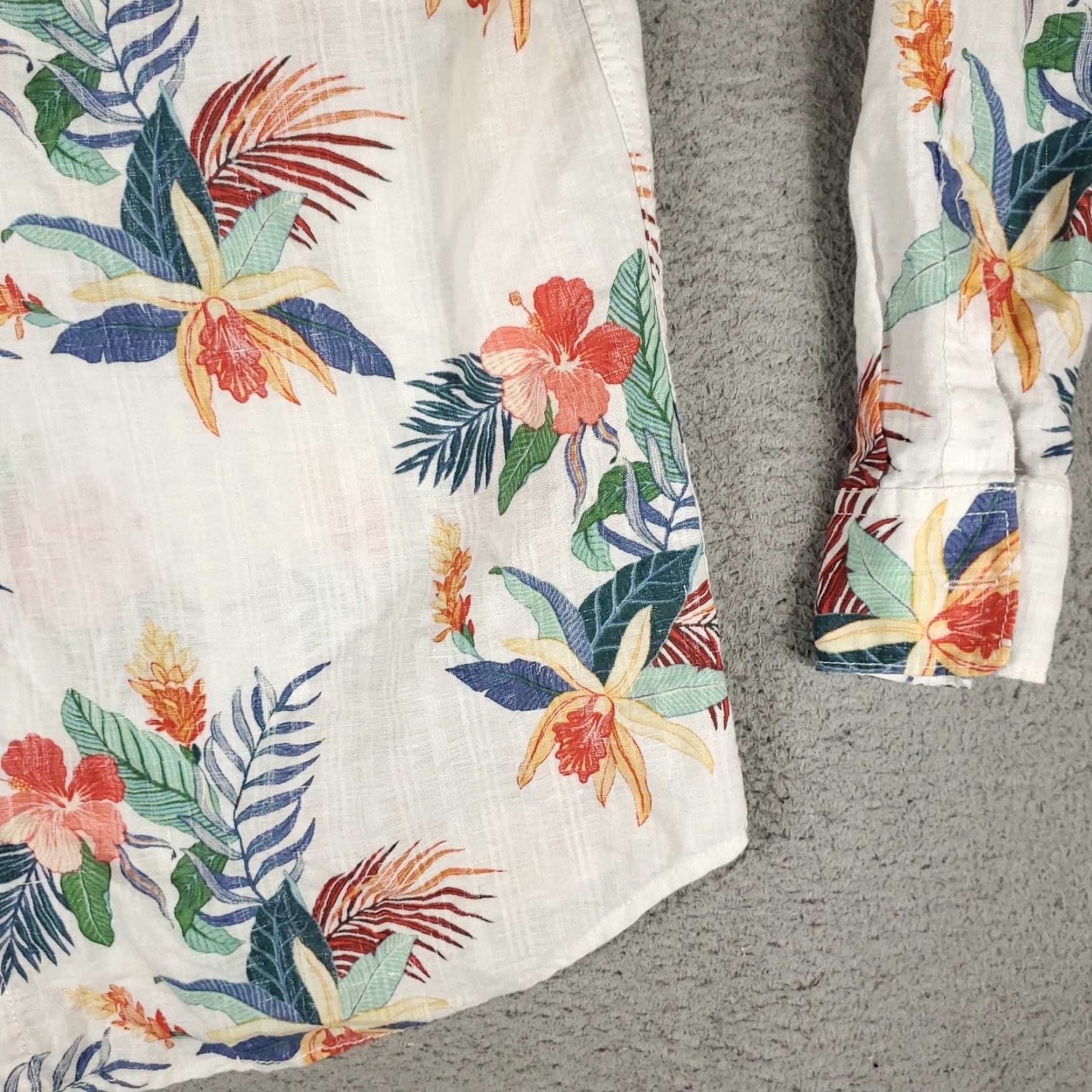 Tommy Bahama Tommy Bahama Shirt Mens XL White Floral Linen Cotton Button Up Long Sleeve Size US XL / EU 56 / 4 - 4 Thumbnail