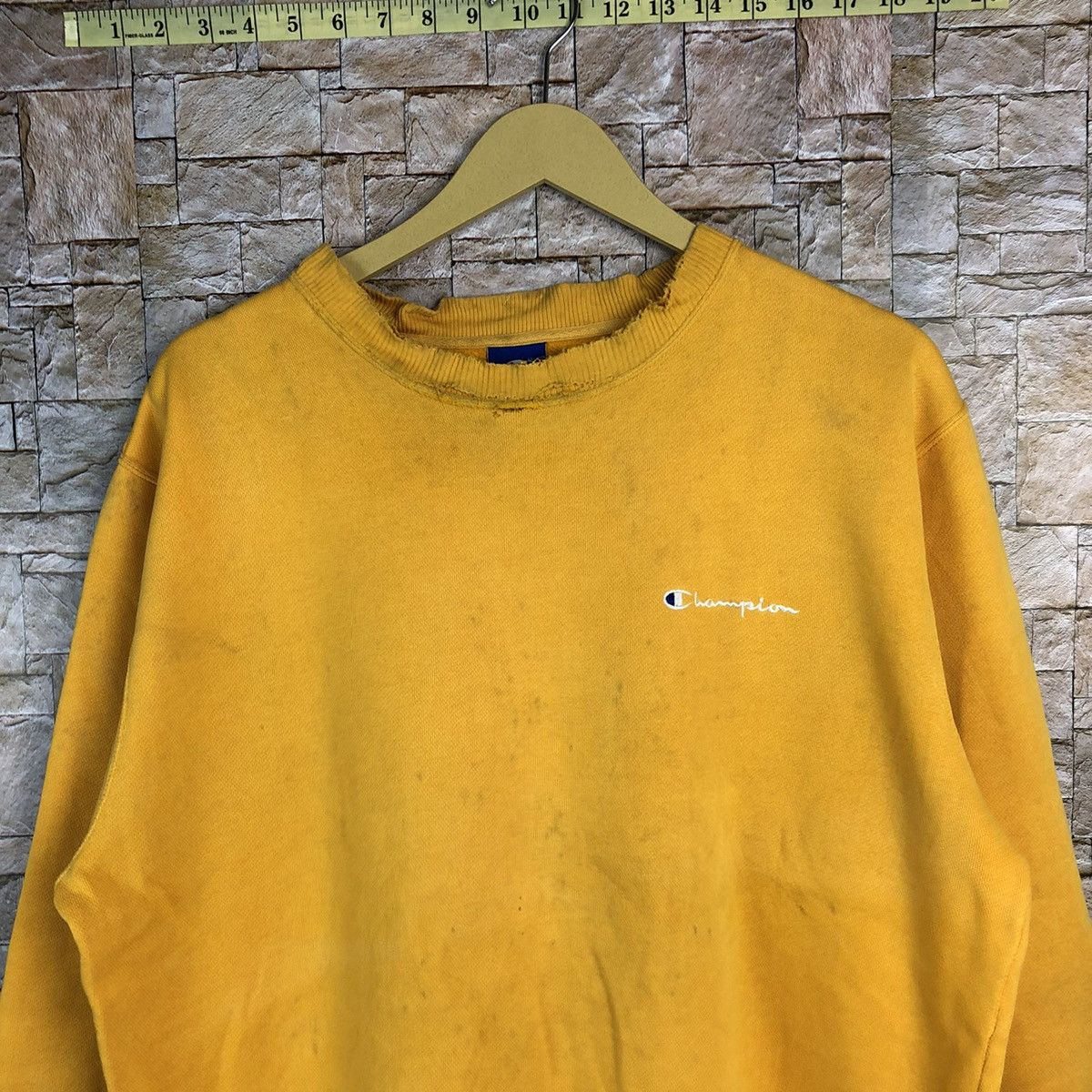 Champion × Vintage Champion vintage Yellow Sweatshirt #A764 Size US L / EU 52-54 / 3 - 5 Thumbnail