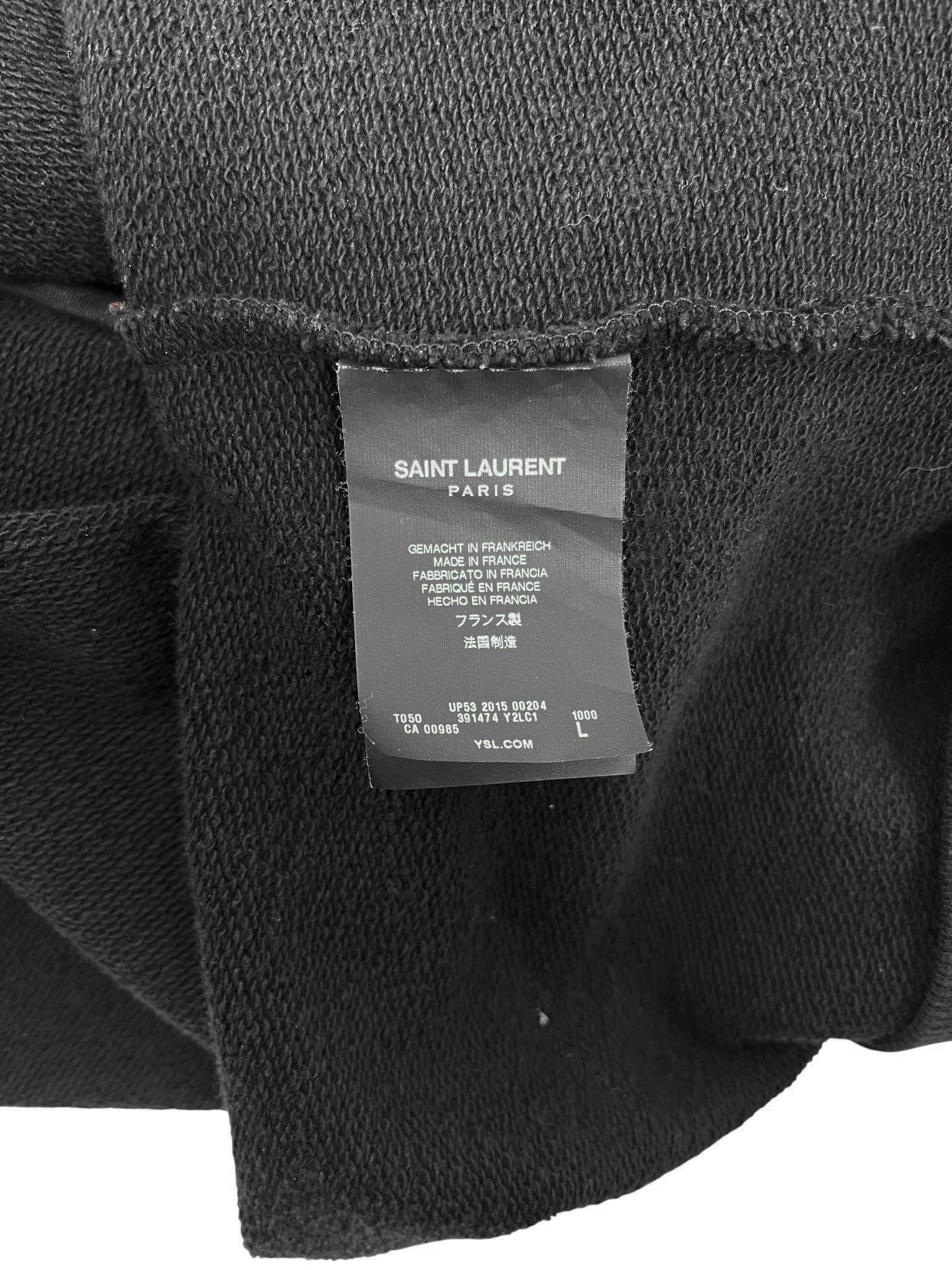 Saint Laurent Paris by Hedi Slimane F/W 2015 Black Zipped Crewneck Hoodie Size US L / EU 52-54 / 3 - 9 Thumbnail