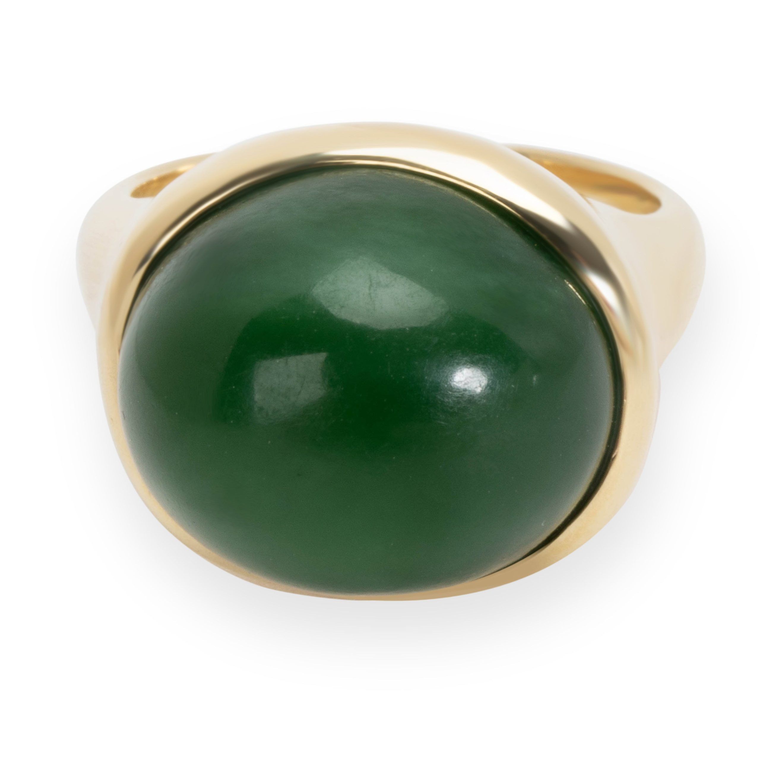 image of Tiffany Co Tiffany & Co. Elsa Peretti Green Jade Cabochon Ring In 18K Yellow Gold, Women's