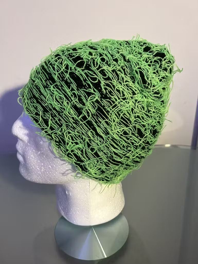 Japanese Brand × Vintage Distressed Knitted Beanie (neon green) Size ONE SIZE - 4 Thumbnail