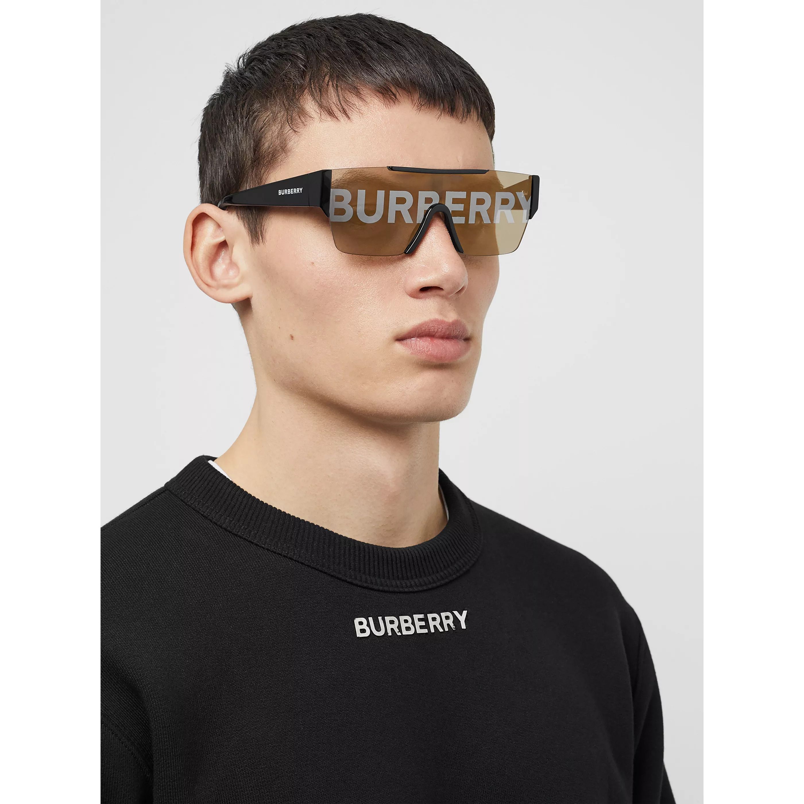 Burberry BE4291 3001/G Sunglasses Black Shield Frame, Grey Lenses Burberry BE4291 Sunglasses | FramesDirect.com main image 2