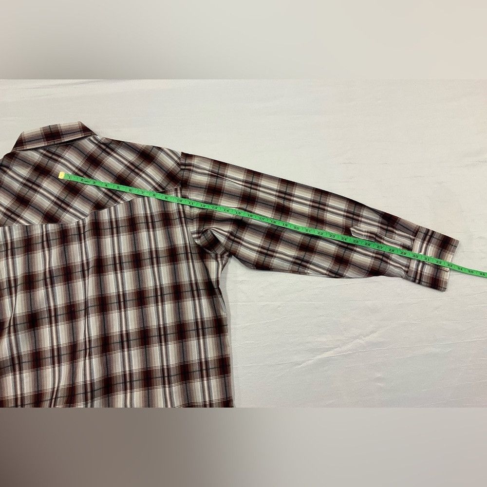 Other ELY Cattleman Western Yoke Pearl Snap Brown Plaid Shirt Size US XL / EU 56 / 4 - 8 Thumbnail