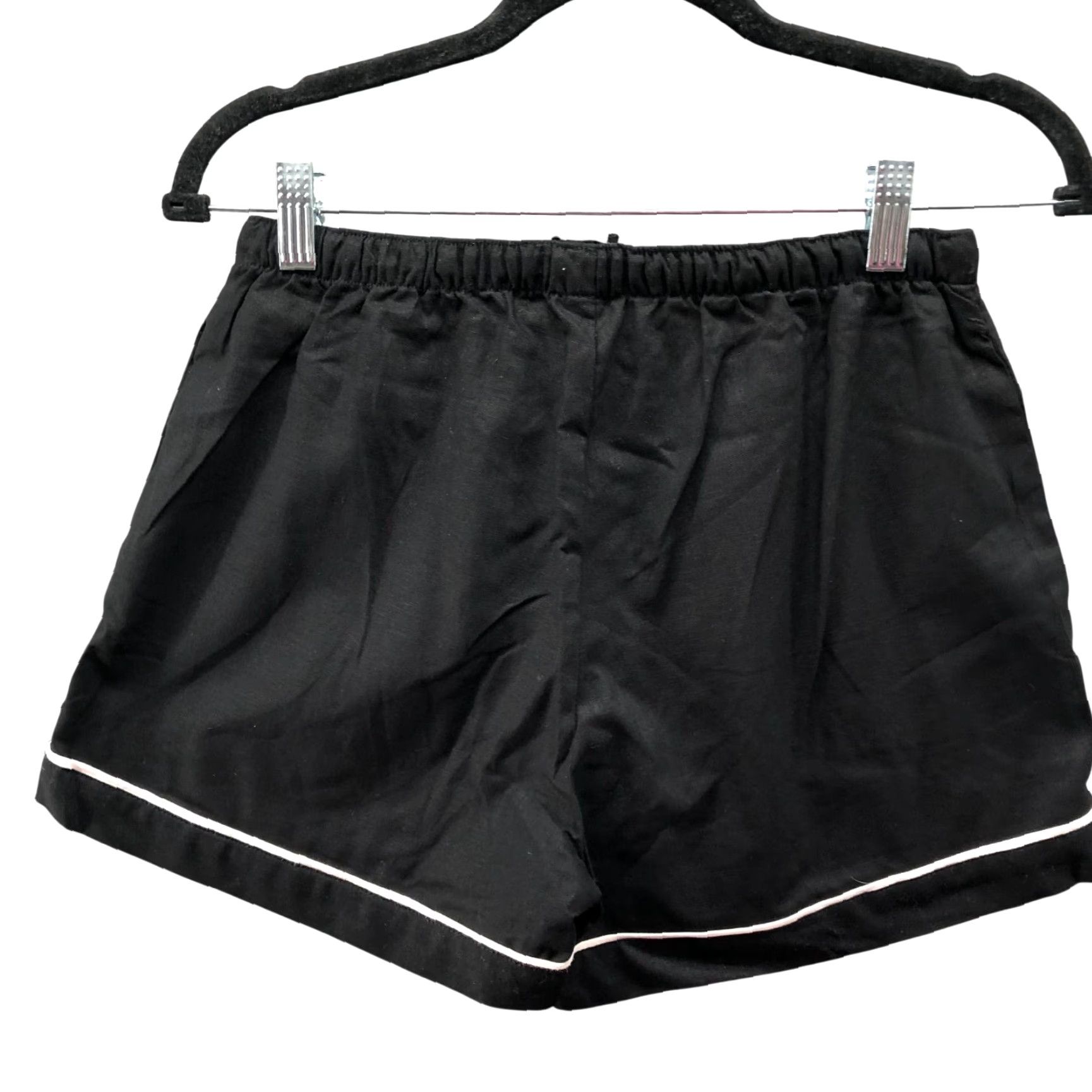 Vintage Poppies & Posies 100% Linen Pajama Shorts Womens S Black Drawstring Lounge Shorts Linen Sleep Shorts Womens S Black Size 32" / US 10 / IT 46 - 2 Thumbnail