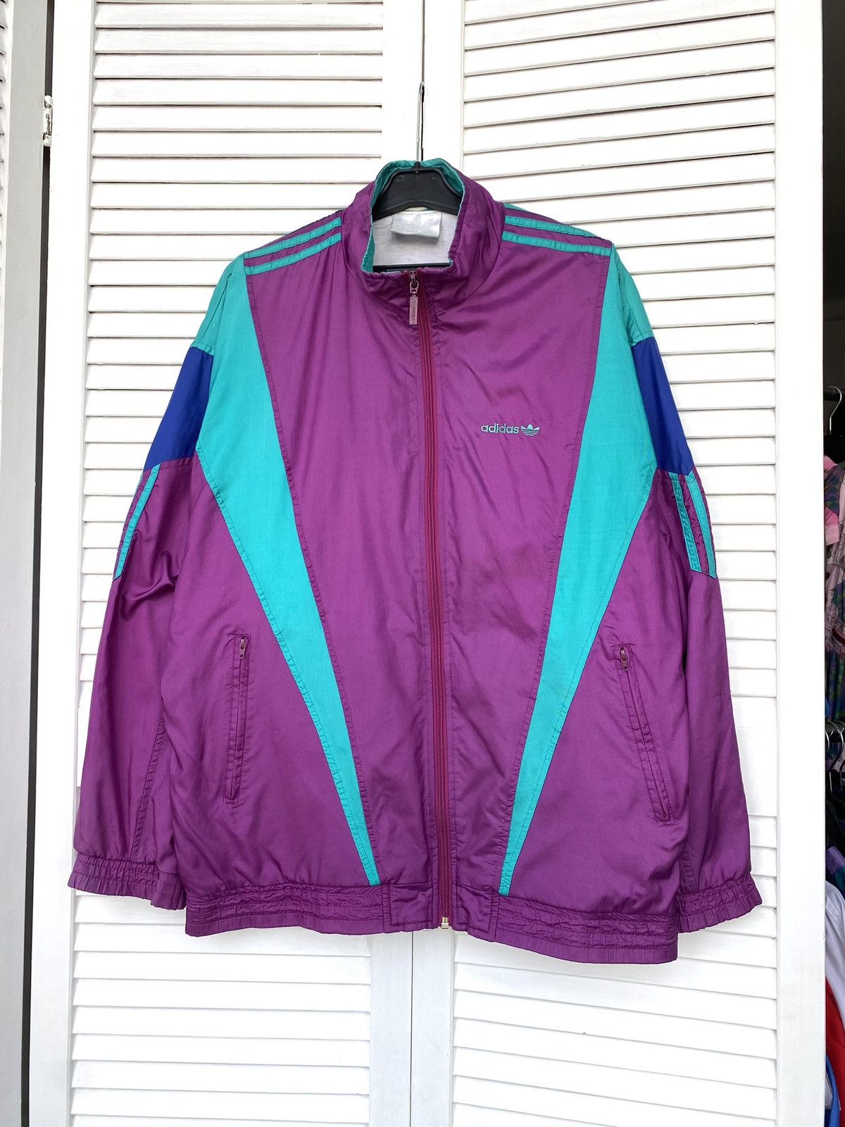 Adidas × Vintage Vintage Adidas Track Retro Jacket Nylon 90s Purple Size US M / EU 48-50 / 2 - 7 Thumbnail