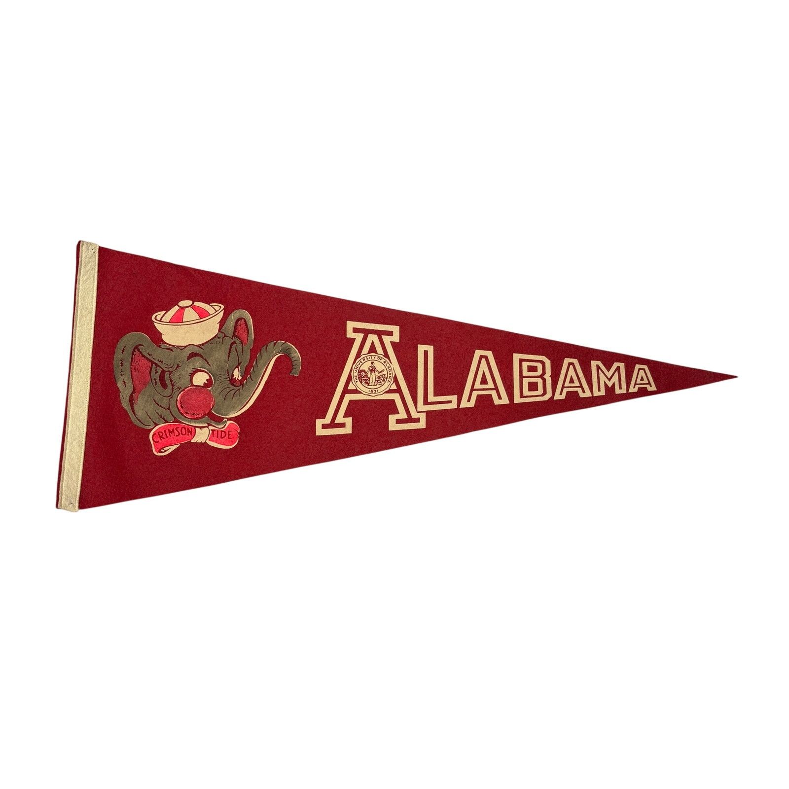 Vintage VTG Alabama Crimson Tide Felt Pennant Elephant Mascot 1950s Size ONE SIZE - 1 Thumbnail