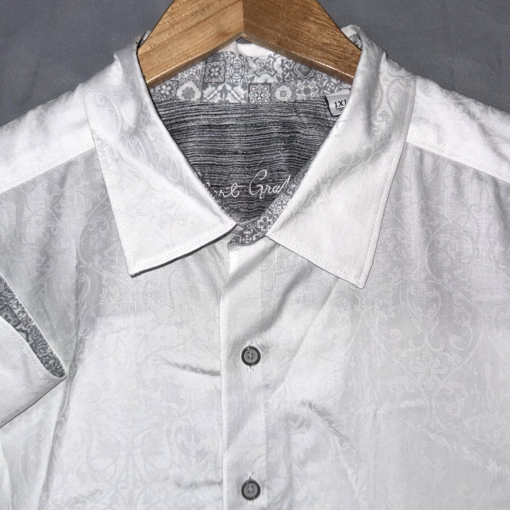 Robert Graham Robert Graham Mens Big 1X White Paisley Long Sleeve Button Front Casual Shirt Size US XL / EU 56 / 4 - 5 Thumbnail
