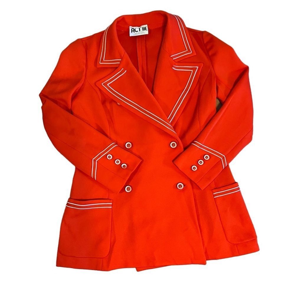 Vintage Act III red white 1970’s leisure suit coat dagger collar vin Size L / US 10 / IT 46 - 2 Thumbnail