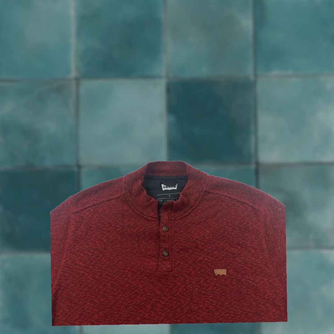 Levi's Levi's Mens Large Extra Large Red Henley Long Sleeve Pullover Shirt Size US L / EU 52-54 / 3 - 2 Thumbnail