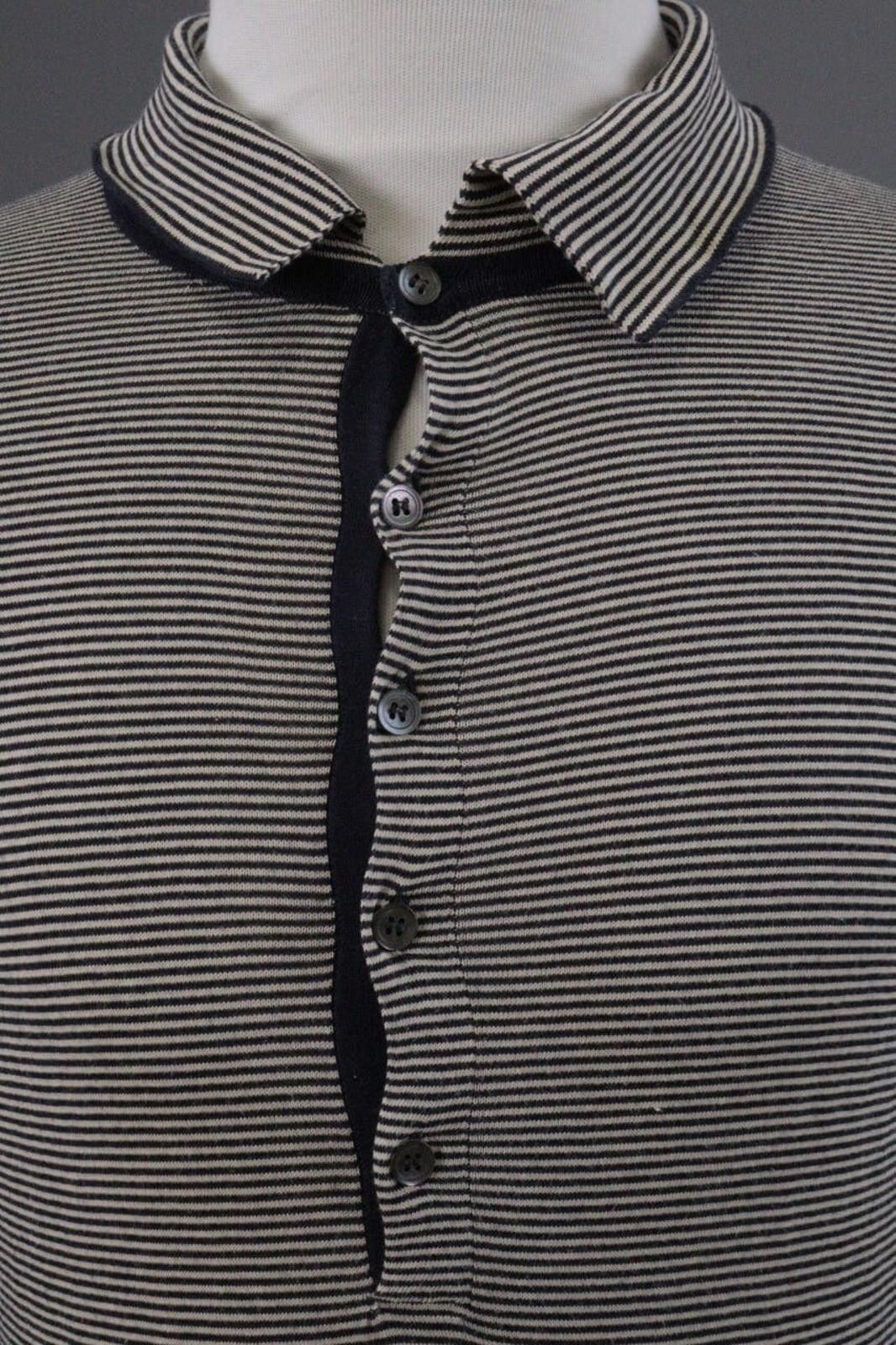 John Smedley John Smedley Gray Striped Knit Polo Shirt Size 41 Size US M / EU 48-50 / 2 - 3 Thumbnail