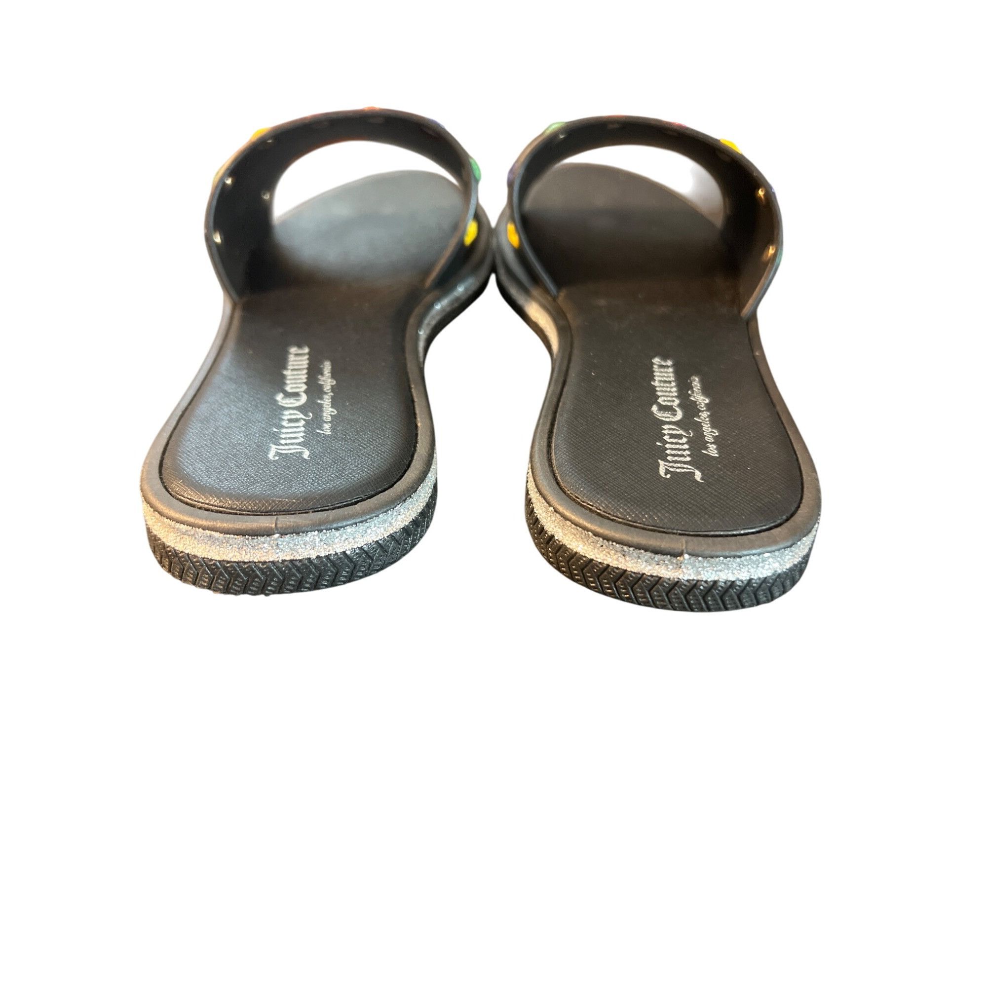 Juicy Couture Juicy Couture Black Slides Rainbow Heart Logo Silver Glitter Size US 7.5 / IT 37.5 - 5 Thumbnail