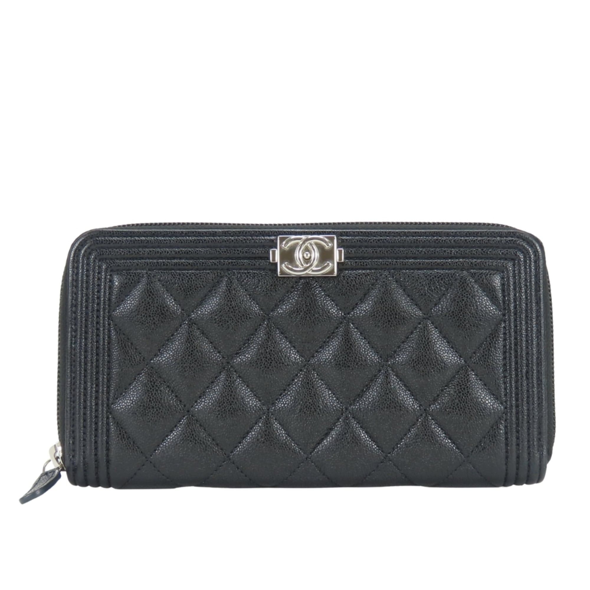 Chanel Chanel Boy Long Wallet, Caviar Leather, Black, Silver Hardware, Serial Number 29, Coco Mark, Women's, CHANEL Size ONE SIZE - 1 Thumbnail