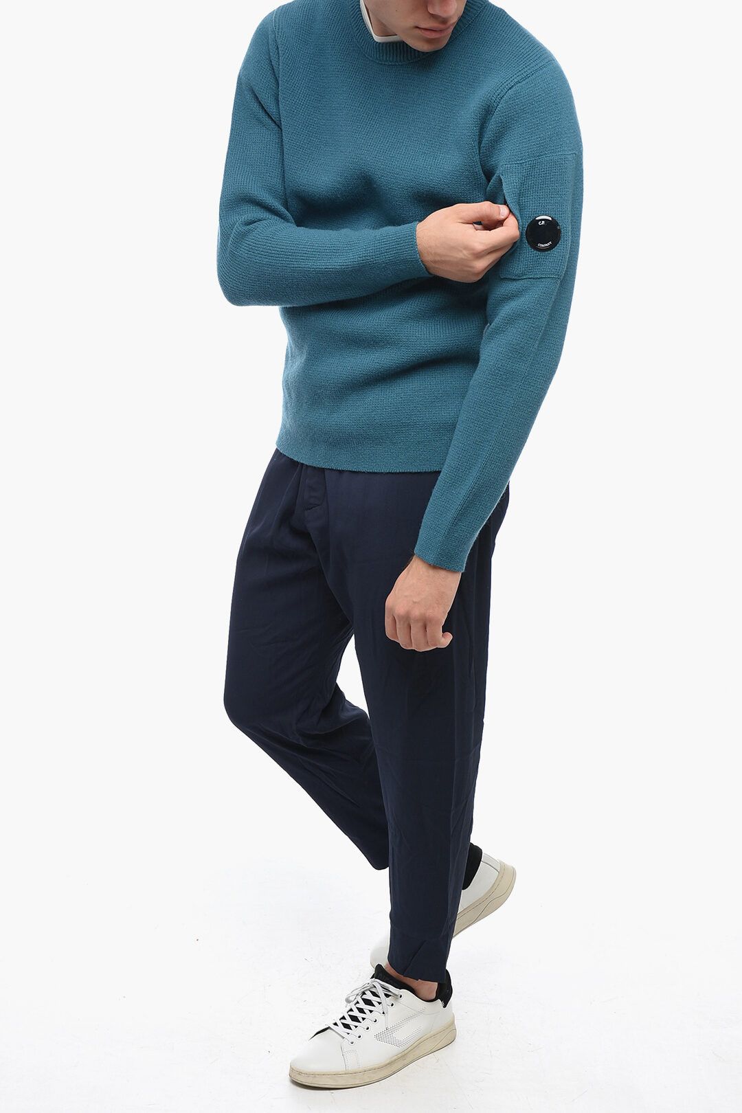 C.P. Company og1mm1024 Wool Blend Crewneck Sweater in Blue Size US M / EU 48-50 / 2 - 4 Thumbnail