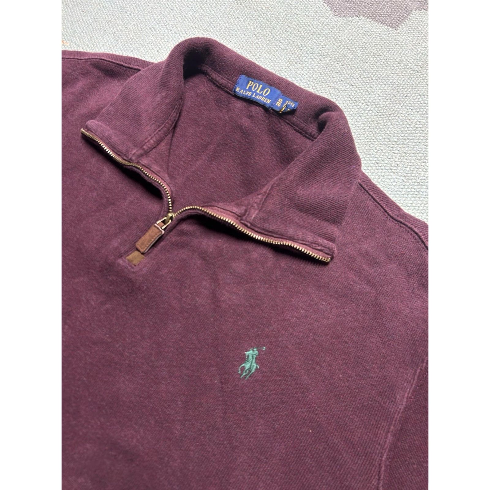 Ralph Lauren VINTAGE Polo Ralph Lauren 1/4 Zip Shirt Long Sleeve Sweater Cotton Maroon XL Men Size US XL / EU 56 / 4 - 3 Thumbnail