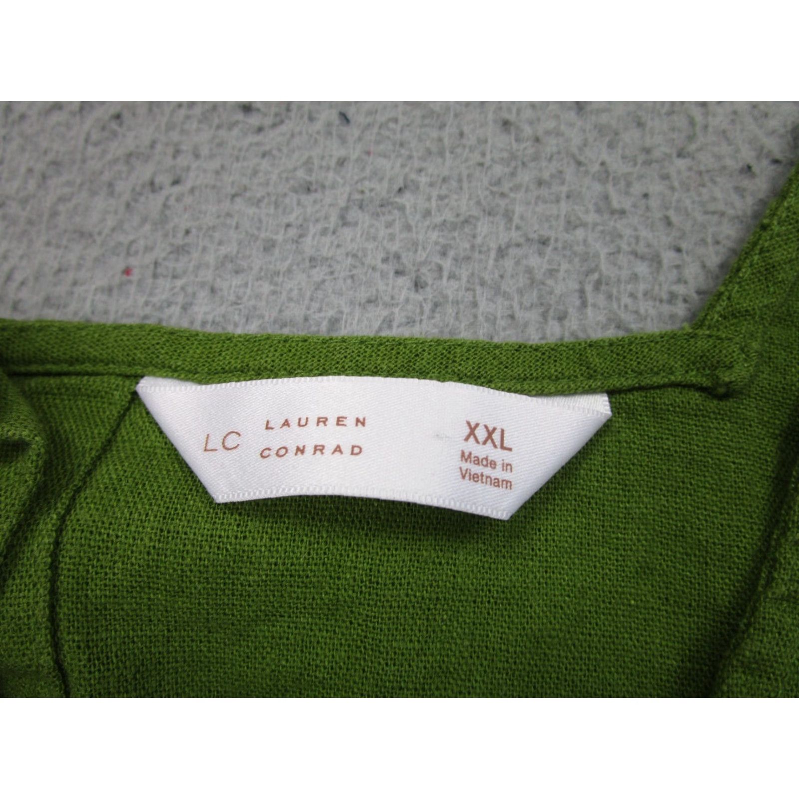 Vintage Lauren Conrad Linen Vest Womens 2XL Green Square Neck Boho Modest Coastal top Size XXL / US 16-18 / IT 52-54 - 3 Thumbnail