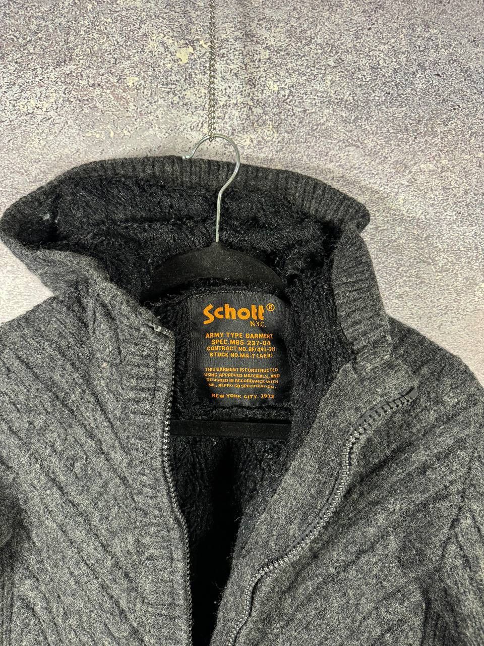 Schott × Vintage Vintage Schott NYC Wool Hooded Gray Jacket Large Military Size L / US 10 / IT 46 - 7 Thumbnail