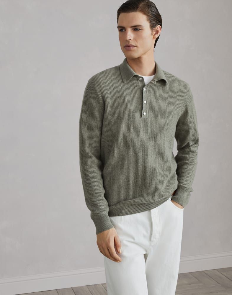 Brunello Cucinelli o1w1db10825 Knitted Polo Shirt in Green Size US S / EU 44-46 / 1 - 1 Thumbnail