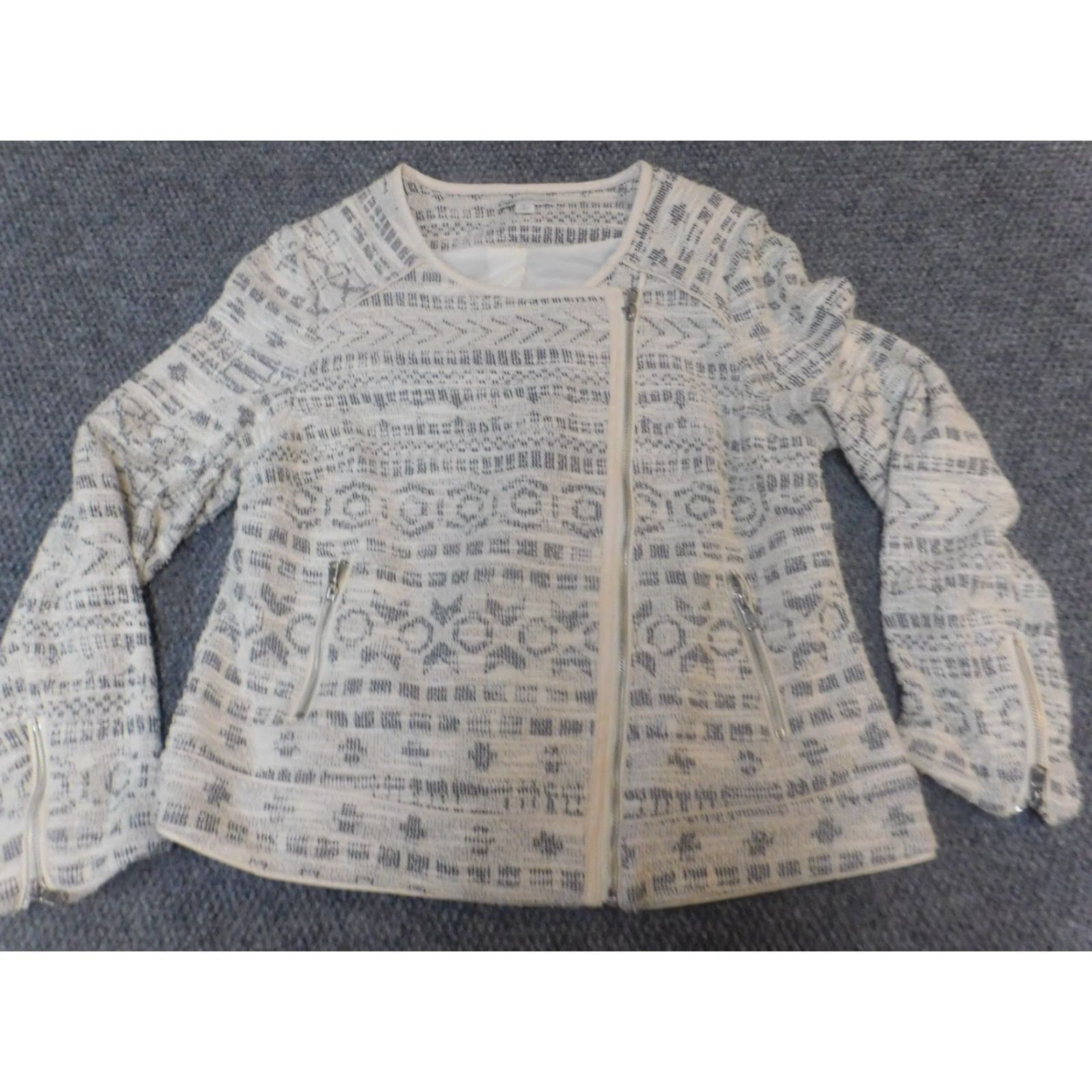 Vintage Cato Womens Jacket L Beige Full Zip pattern Size L / US 10 / IT 46 - 5 Thumbnail