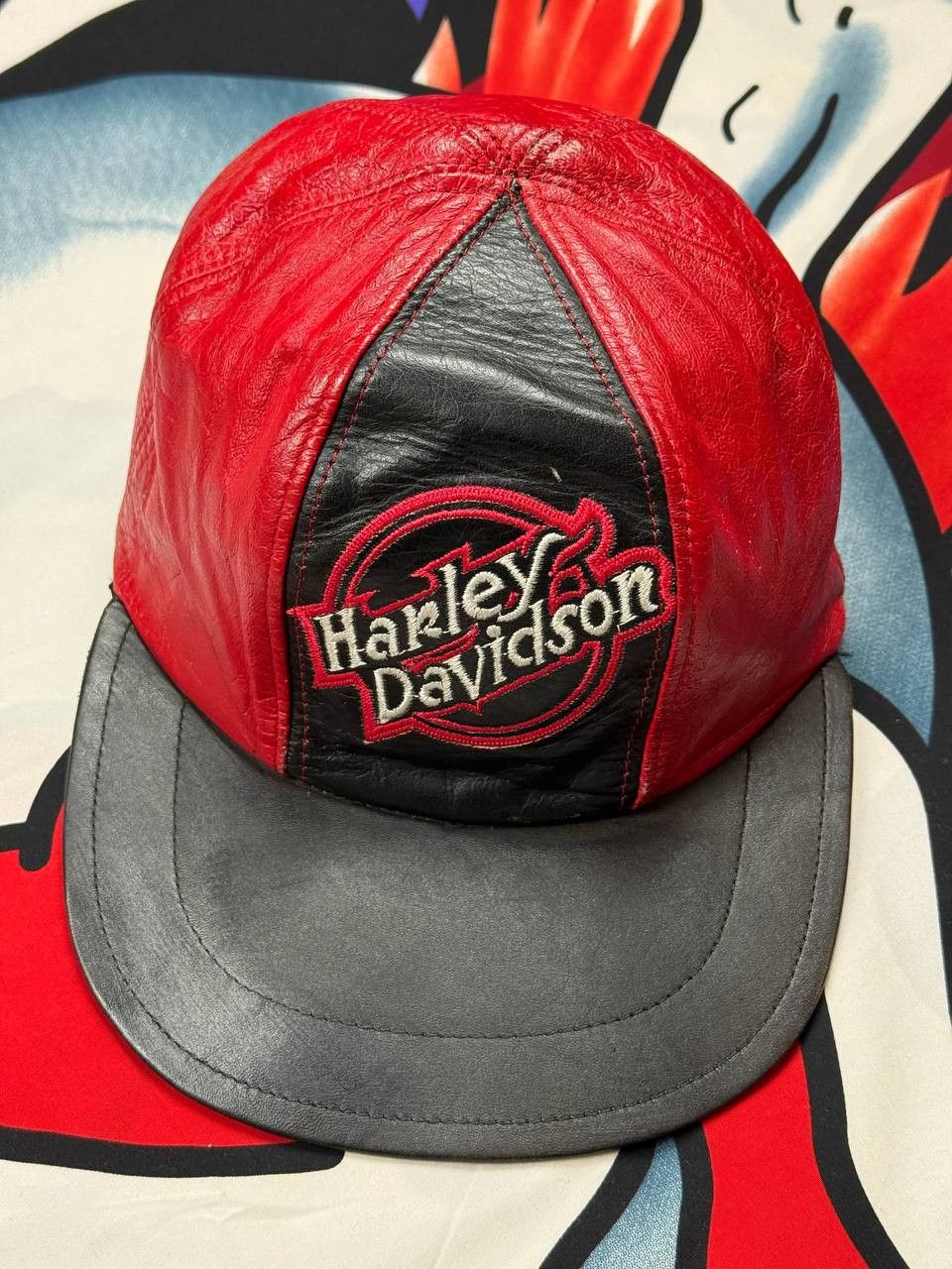 Harley Davidson Vintage Rare Harley Davidson Motorcycles Leather Cap Size ONE SIZE - 2 Thumbnail