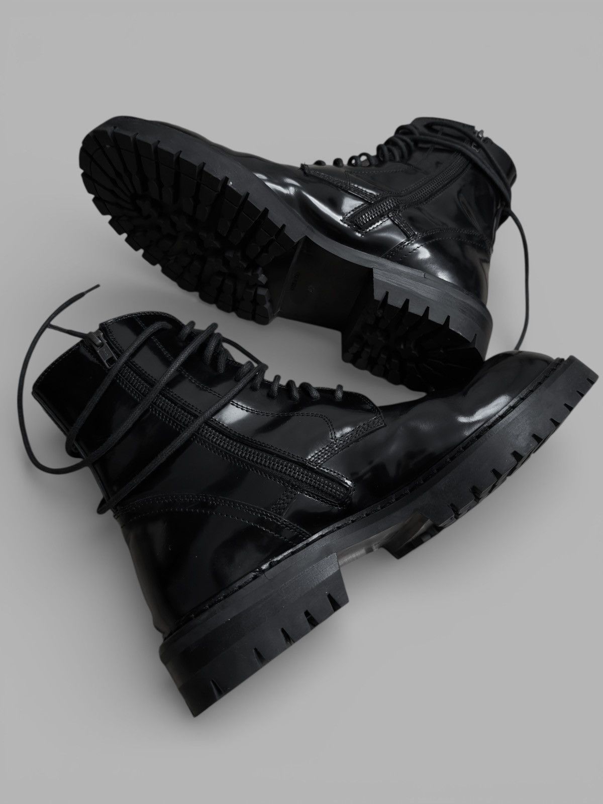 Ann Demeulemeester FW2014 Ann Demeulemeester Patent Leather Combat Biker Boots Size US 9 / EU 42 - 5 Thumbnail