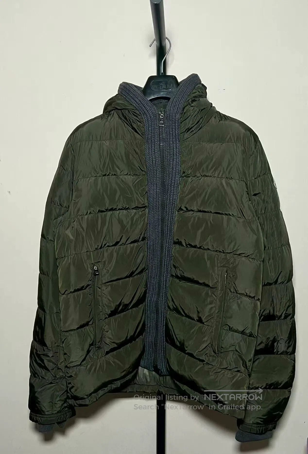 Moncler moncler green down jacket with knit sleeves. Size US L / EU 52-54 / 3 - 1 Thumbnail