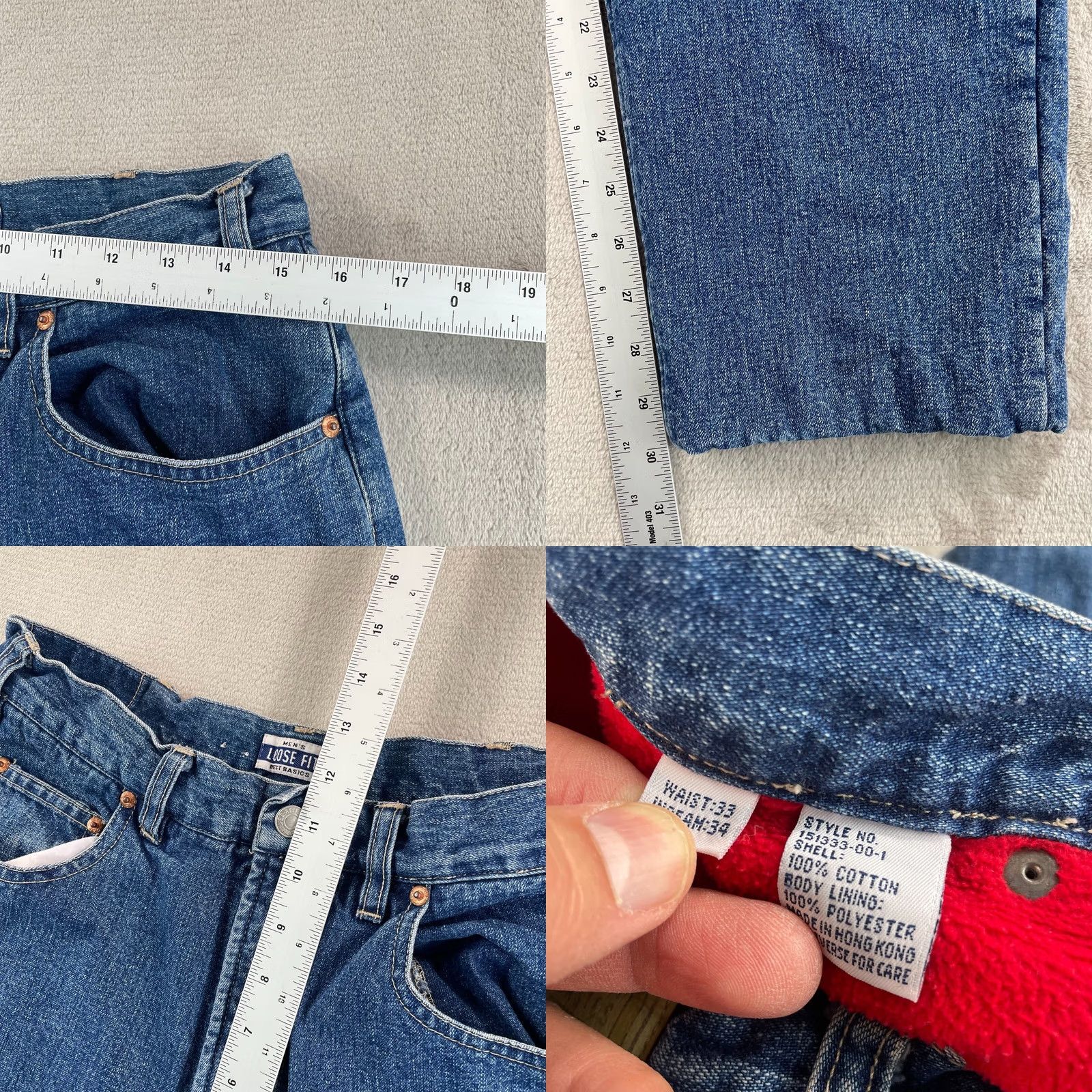 Gap Vintage Gap Jeans Men 30x30 Blue Fleece Lined Loose Fit 5-Pocket Denim Straight Size US 30 / EU 46 - 8 Thumbnail