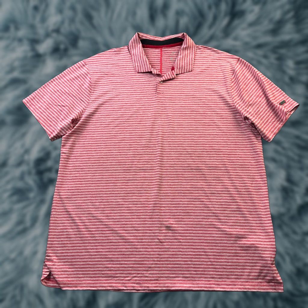 Nike Nike Tiger Woods Polo Shirt Mens XL Red Dri-Fit Vapor Dry Stripe Short Sleeve Collared Button Sports Casual Golf Polo Mens Size US XL / EU 56 / 4 - 1 Thumbnail