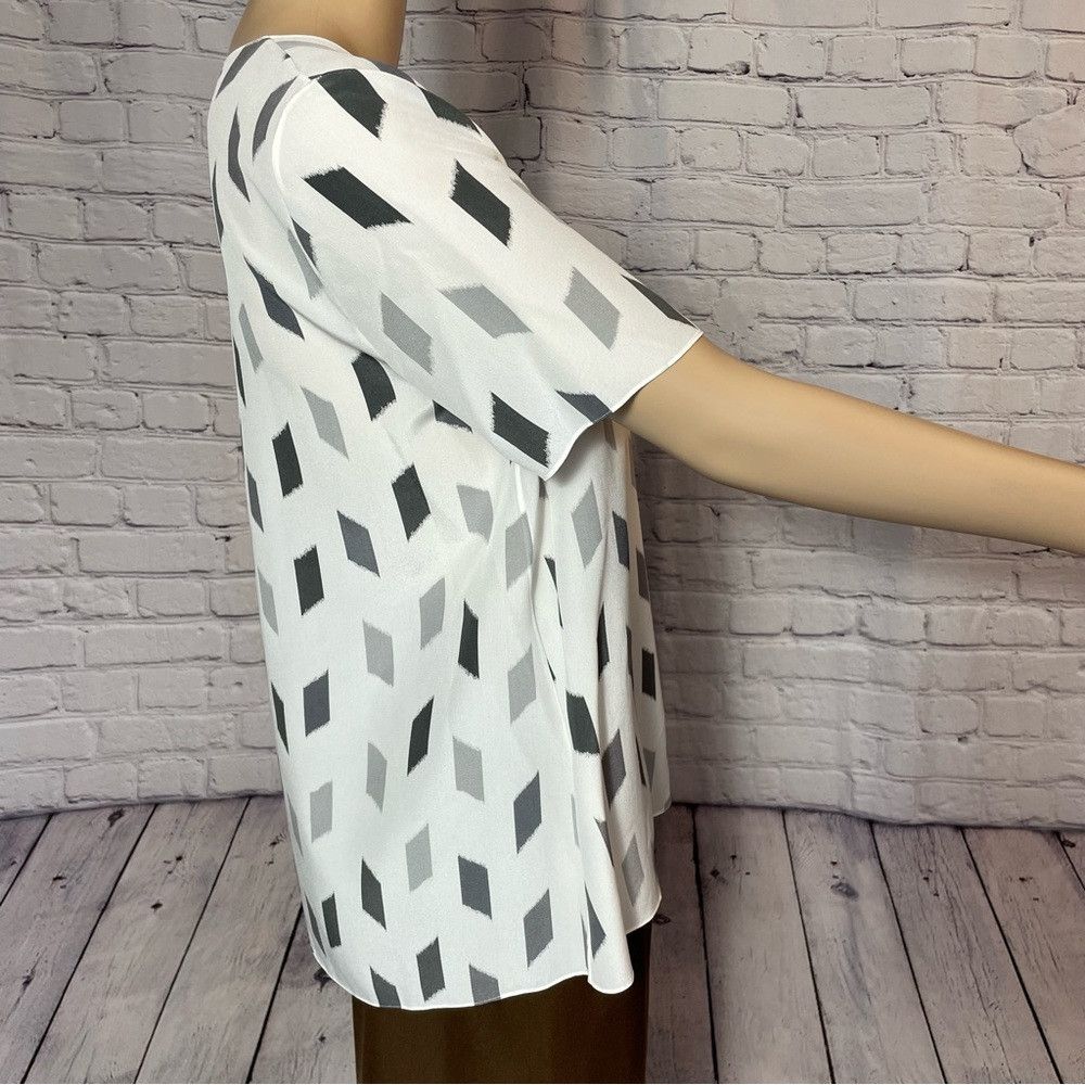 Theory NWT New $295 Theory Silk A-Line Short Sleeve Grey Brush Pri Size XS / US 0-2 / IT 36-38 - 3 Thumbnail